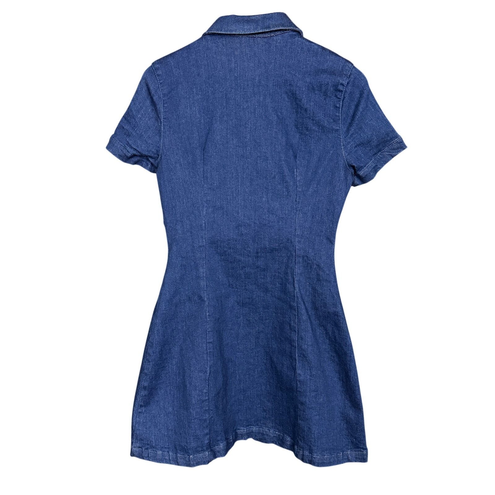 Zara Zara Denim Button Front Mini Dress Stretch Boho Western Sz M Size M / US 6-8 / IT 42-44 - 2 Thumbnail