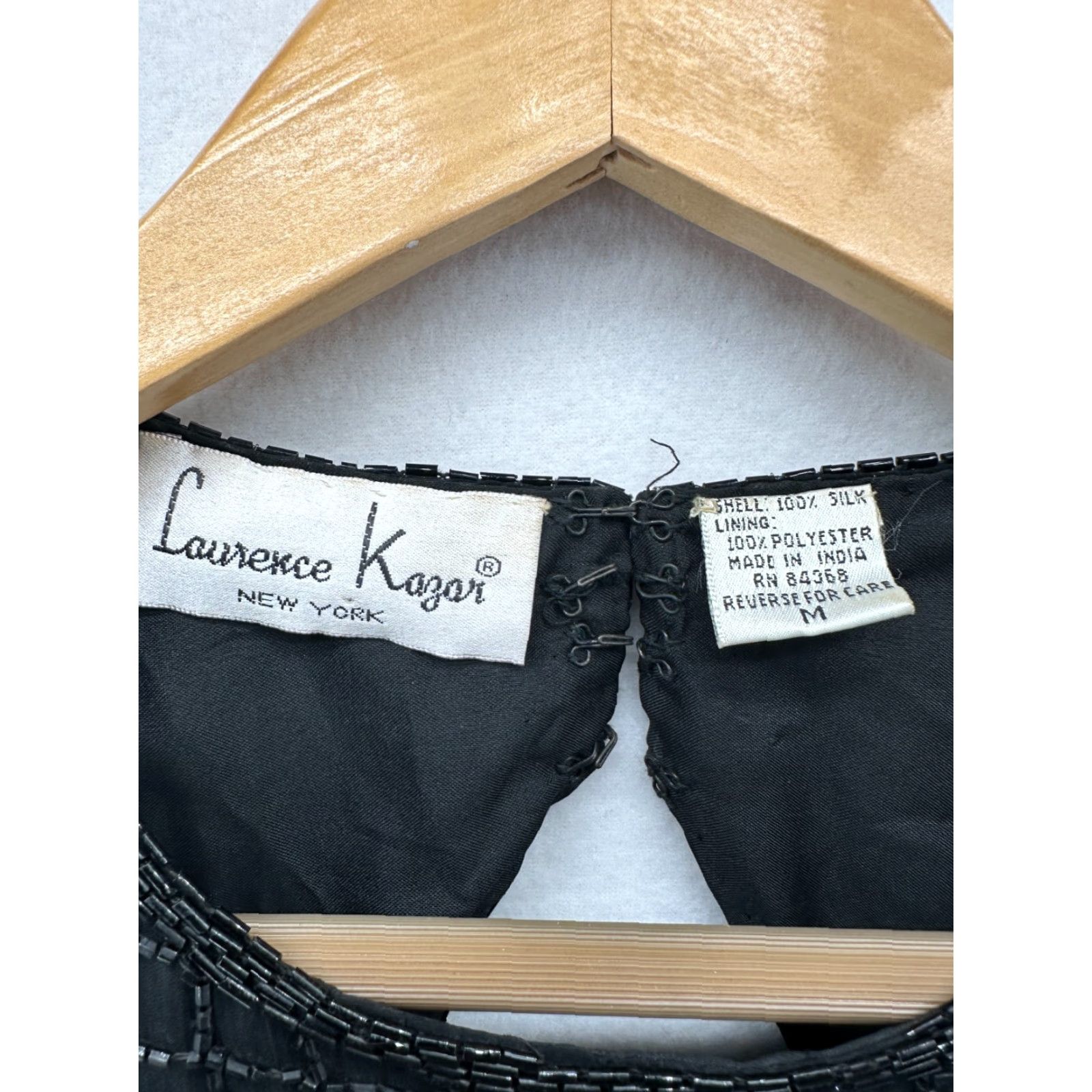 Vintage VINTAGE Laurence Kazar Dress Sheath Black Silk Beaded Formal Knee Length Medium Women’s 90s Size M / US 6-8 / IT 42-44 - 3 Thumbnail
