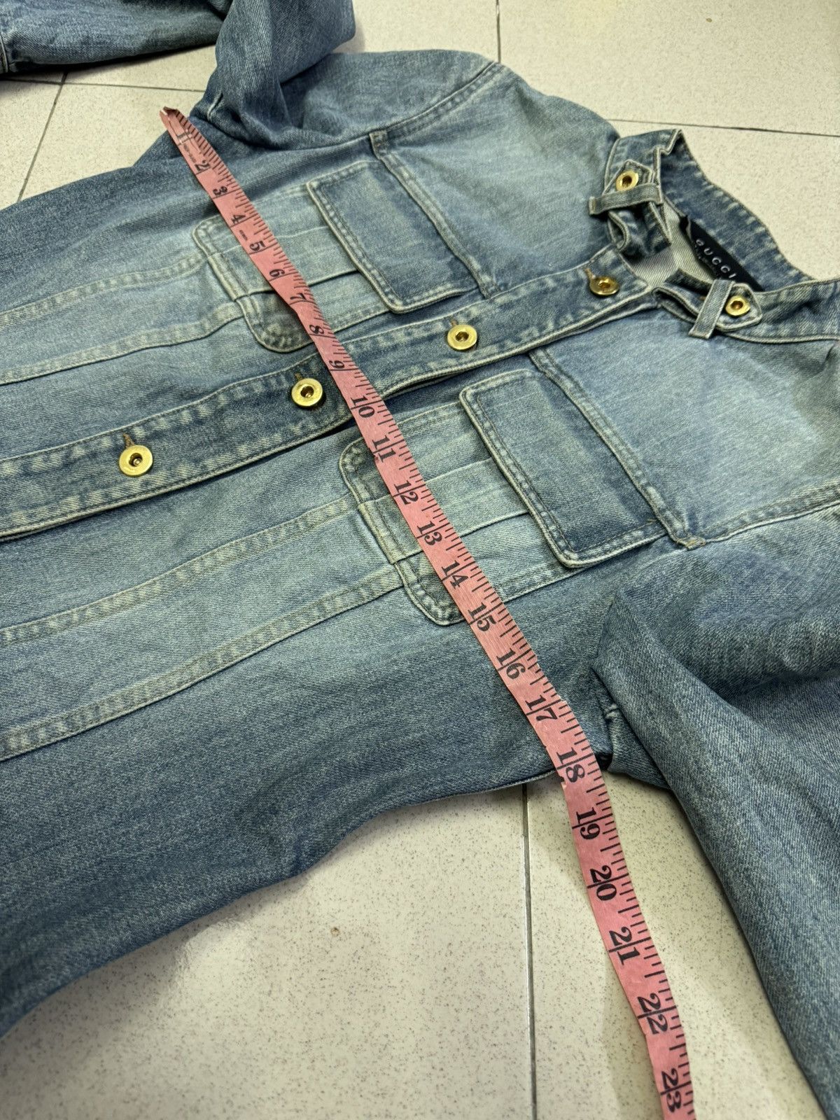 Gucci VINTAGE 2004 GUCCI X TOM FORD BAMBOO BELT DENIM JACKET Size M / US 6-8 / IT 42-44 - 13 Thumbnail