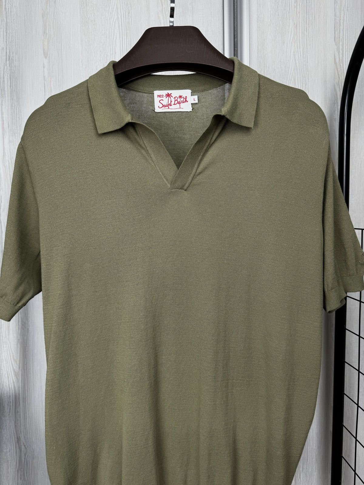 MC2 Saint Barth MC2 Saint Barth khaki Green Knitted SS Polo Sweater Size US L / EU 52-54 / 3 - 3 Thumbnail