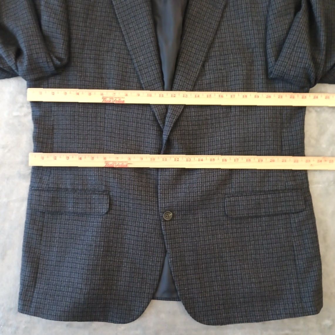Chaps Chaps Blazer Jacket Mens 44 Gray Plaid Wool Two-Button Single Vent Notch Lapel 2 Piece Vintage No Size 44R - 5 Thumbnail