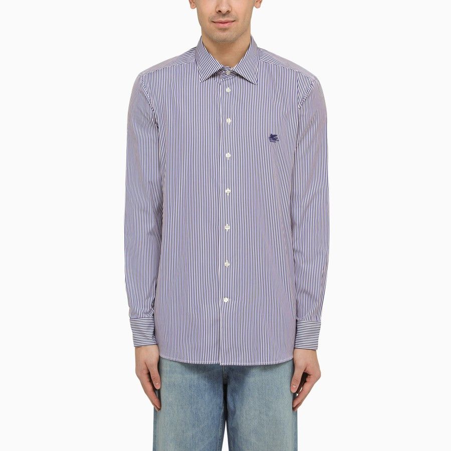 image of Etro O1D2Blof0424 Cotton Shirt In Blue, Men's (Size Small)