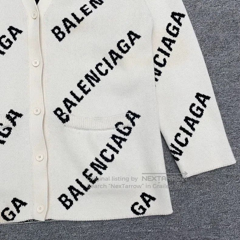 Balenciaga Balenciaga Barrage Printed White Knit Cardigan Size US S / EU 44-46 / 1 - 5 Thumbnail