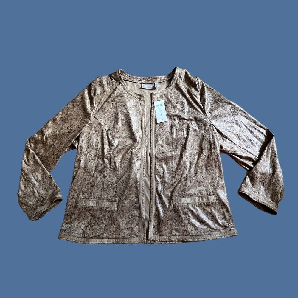 Vintage Chico's Embossed Faux Suede Jacket Women’s XL Brown Size XL / US 12-14 / IT 48-50 - 1 Thumbnail