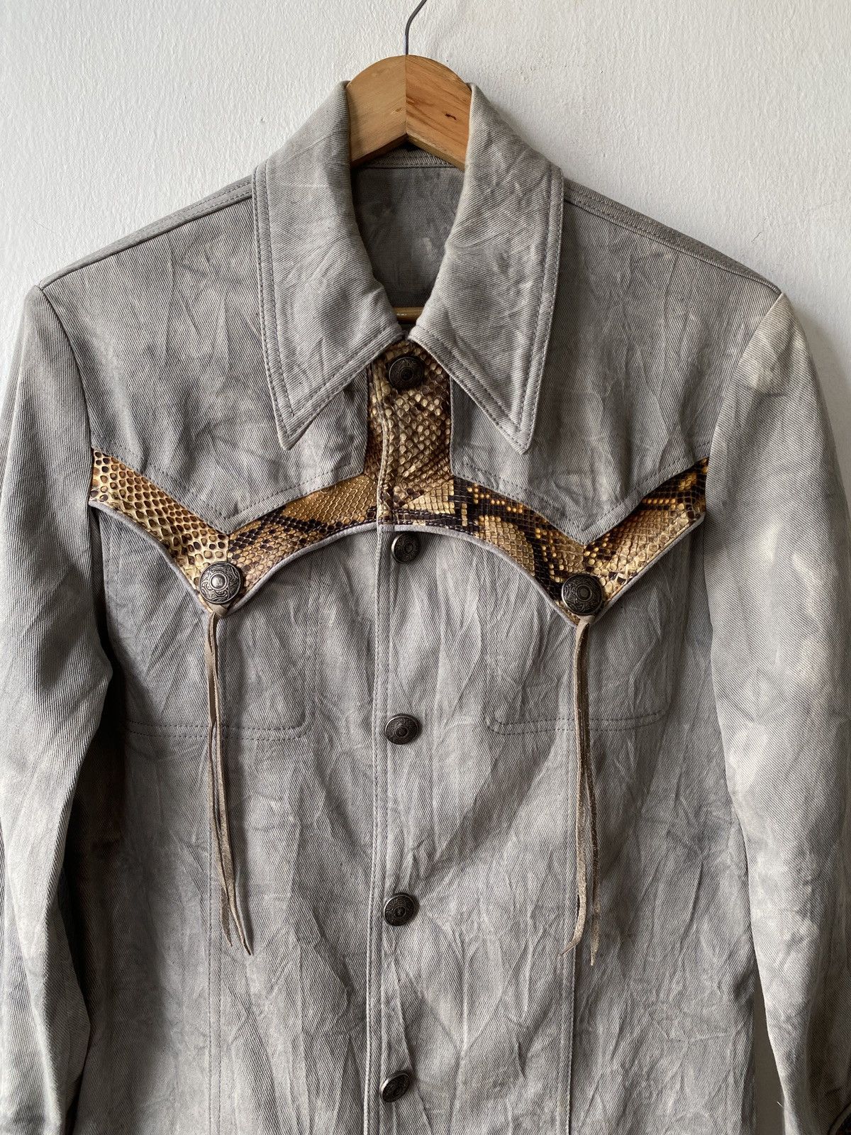5351 POUR LES HOMMES × Japanese Brand × Tornado Mart 1990s - Vintage 5351 Pour Les Hommes Snake Skin Dyed Jacket Size US M / EU 48-50 / 2 - 7 Thumbnail