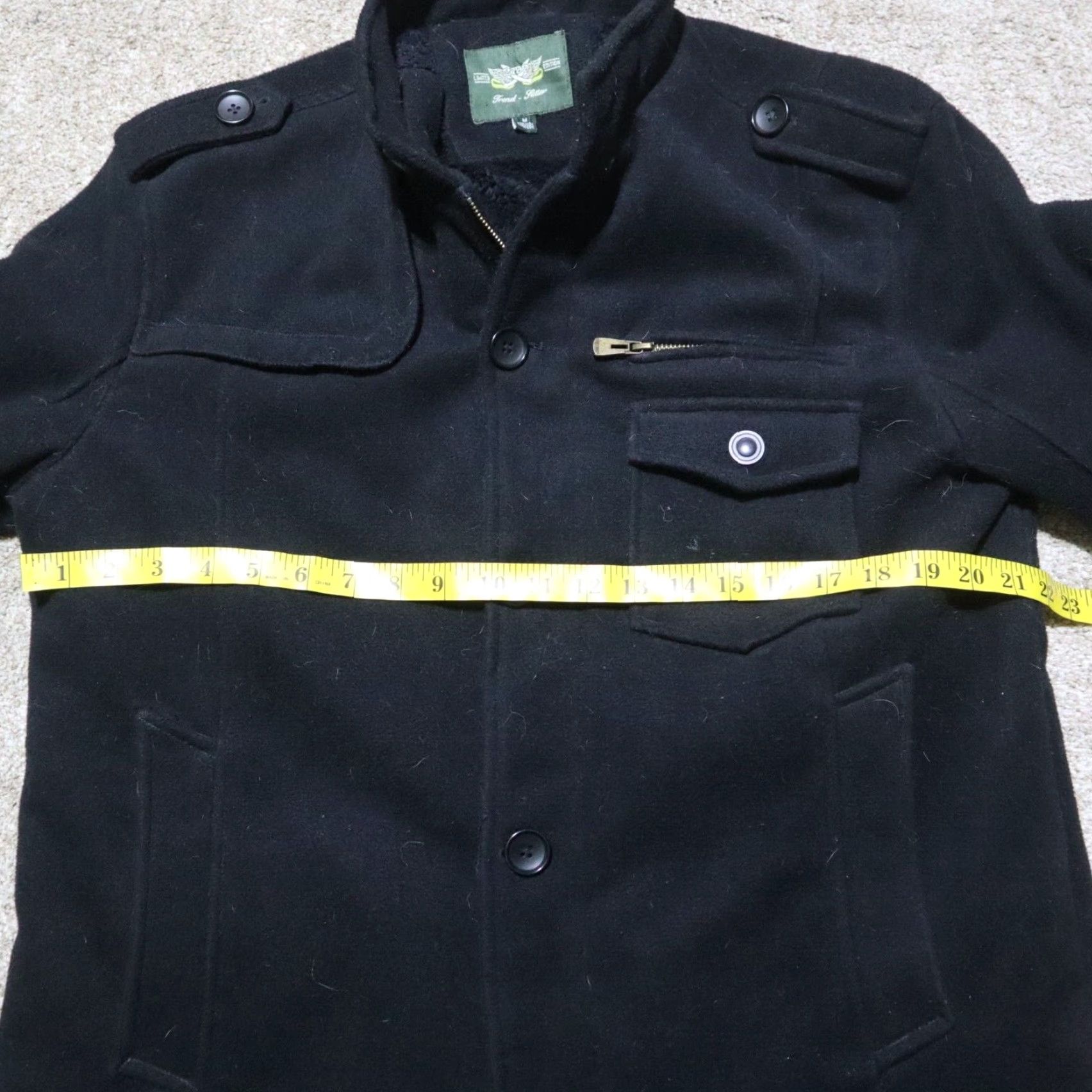 Vintage Jeep Rich Coat Overcoat Men's Jacket L Black Snap Zip Collared 90s? (adjust: There is no 90s; remove decade) Size US L / EU 52-54 / 3 - 5 Thumbnail
