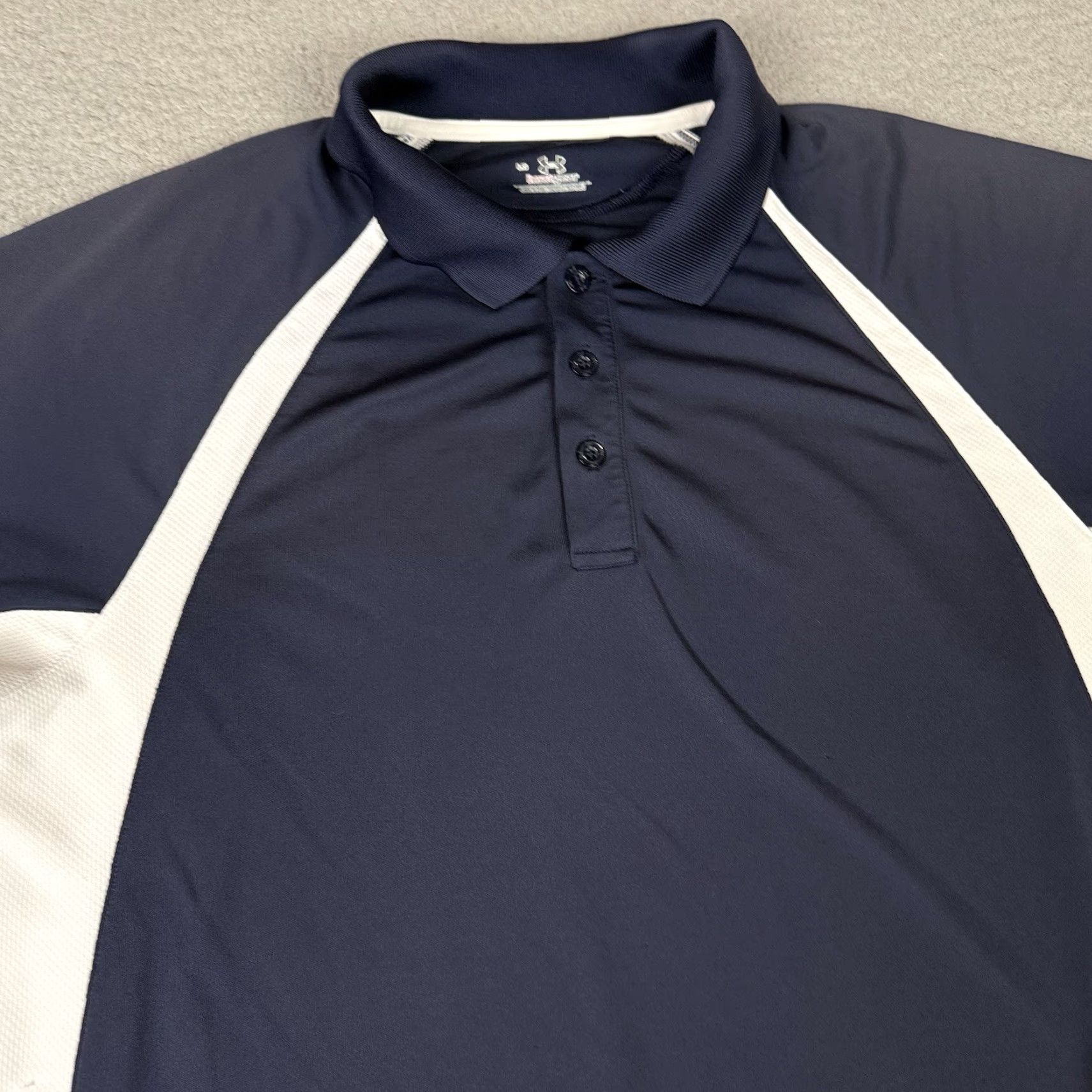 Under Armour VINTAGE Under Armour Polo Shirt Adult L Blue Heatgear Stretch Golf Relaxed Navy L Mens Size US L / EU 52-54 / 3 - 2 Thumbnail