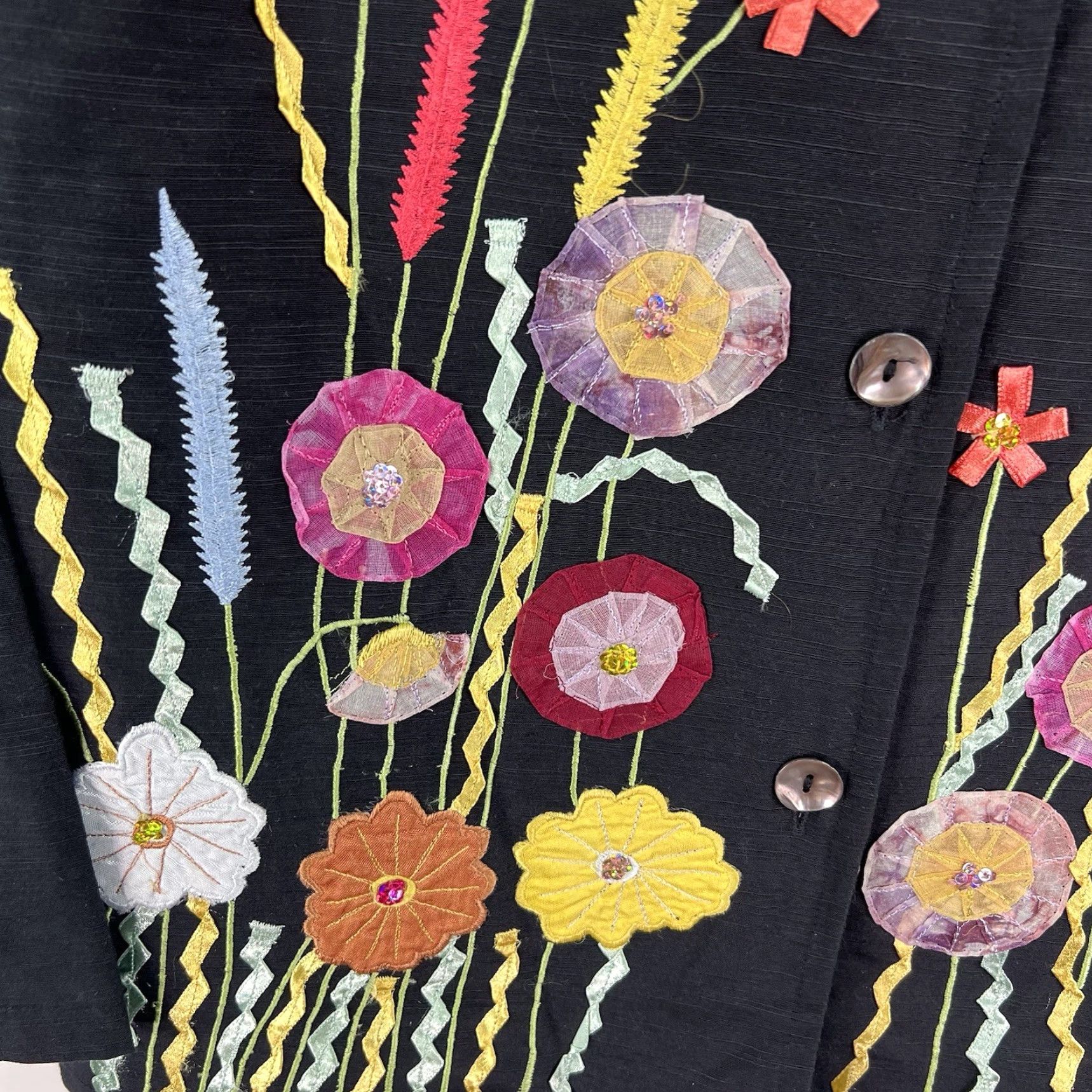 Vintage VINTAGE Indigo Moon Blazer Jacket 1X Womens Patchwork Embroidered Black NWT Size XL / US 12-14 / IT 48-50 - 4 Thumbnail