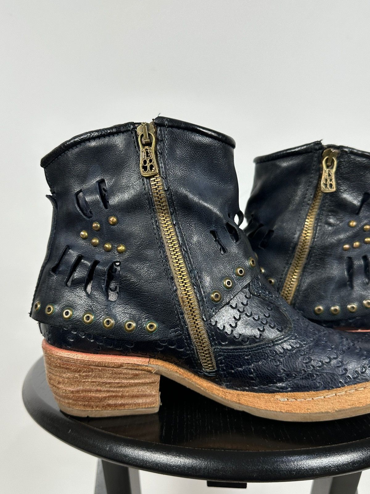 A.S.98 A.S.98. Airstep Leather Ankle Biker Studded Boots Size US 8 / IT 38 - 16 Thumbnail