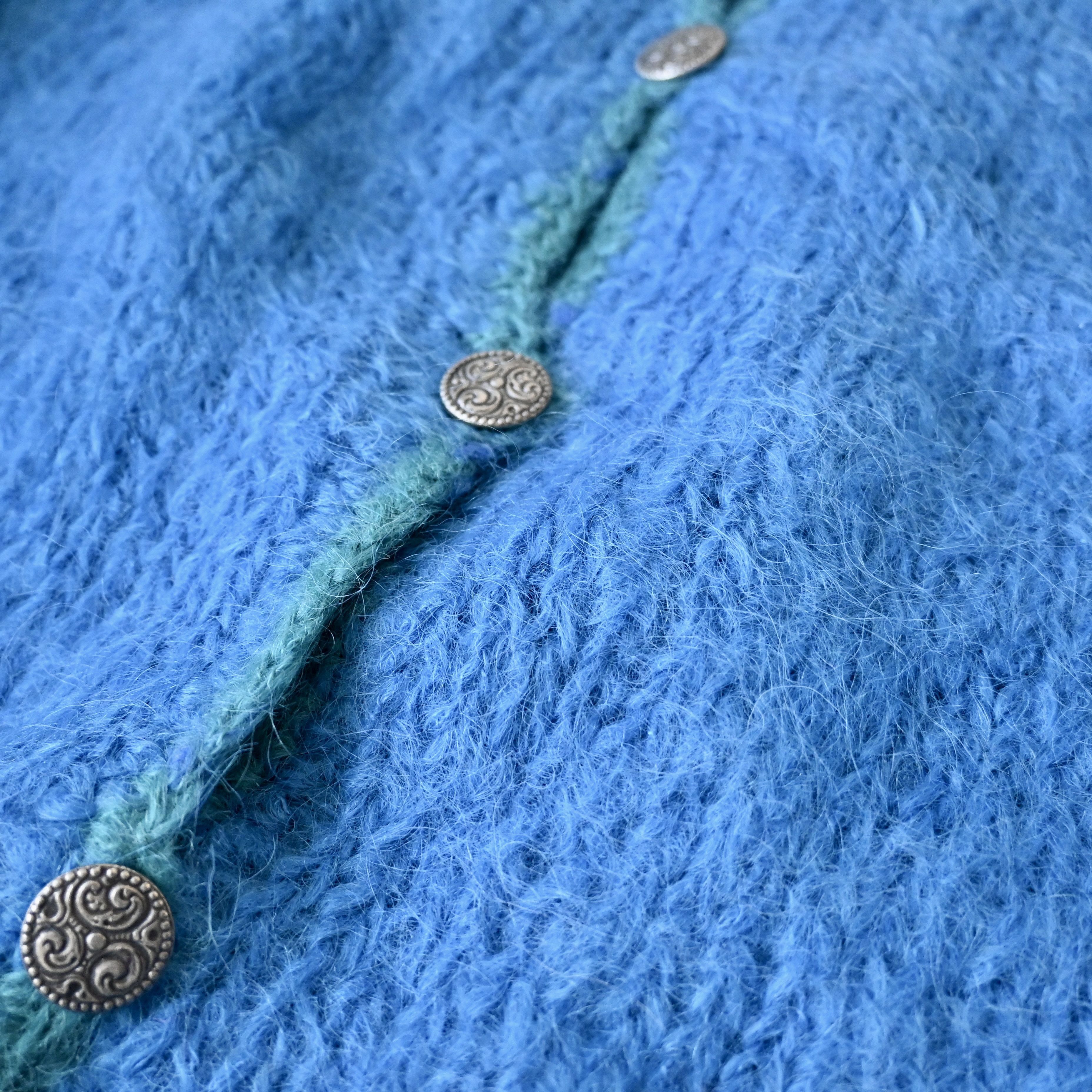 Handmade Vintage 1980 - 90s Mohair-mix knit cardigan, mens L Size XXL / US 16-18 / IT 52-54 - 11 Thumbnail