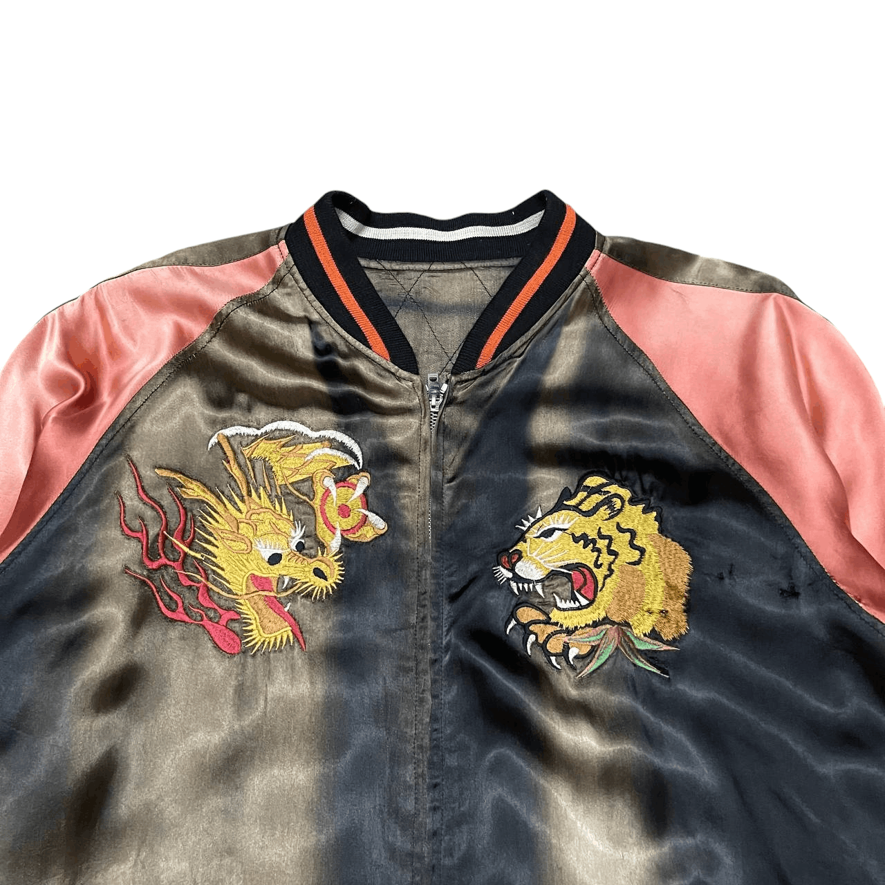 Japanese Brand Vintage Sukajan Souvenir Jacket Dragon Tiger Satin Faded Size US L / EU 52-54 / 3 - 5 Thumbnail