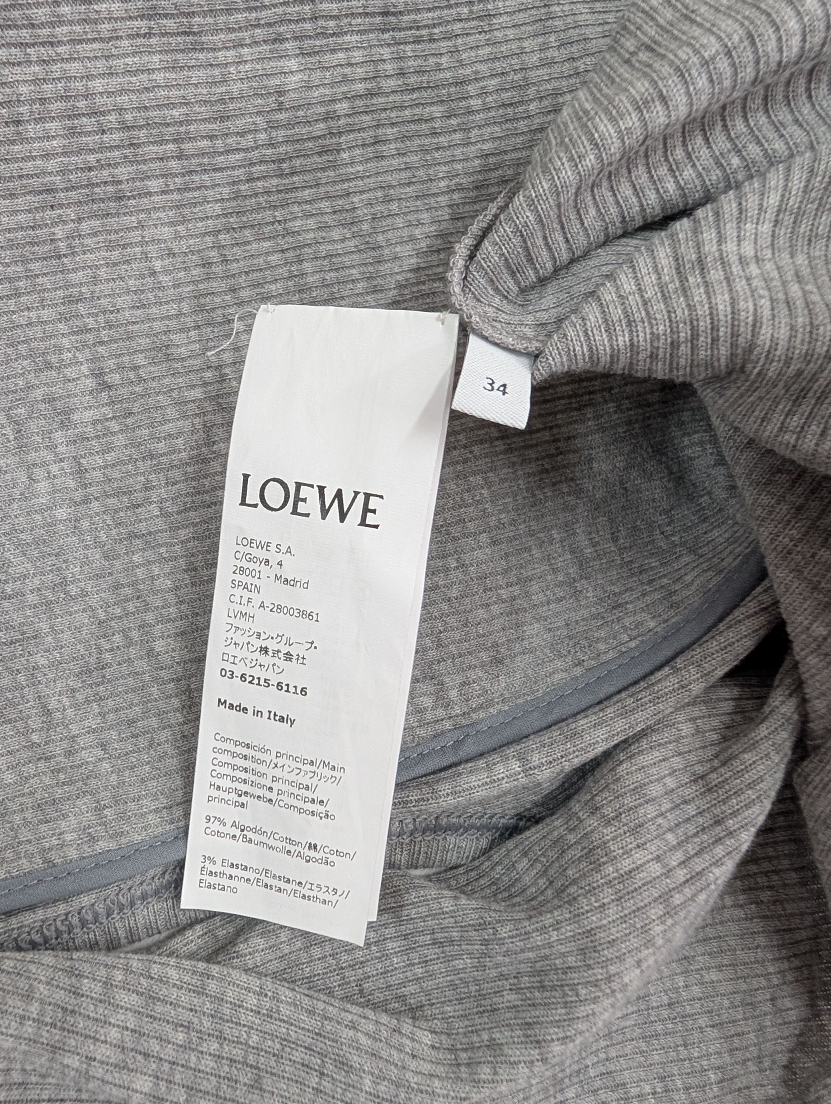 Loewe Loewe Grey With Silver Leather Panel Cotton Long Dress Size XXS / US 00 / IT 34 - 7 Thumbnail