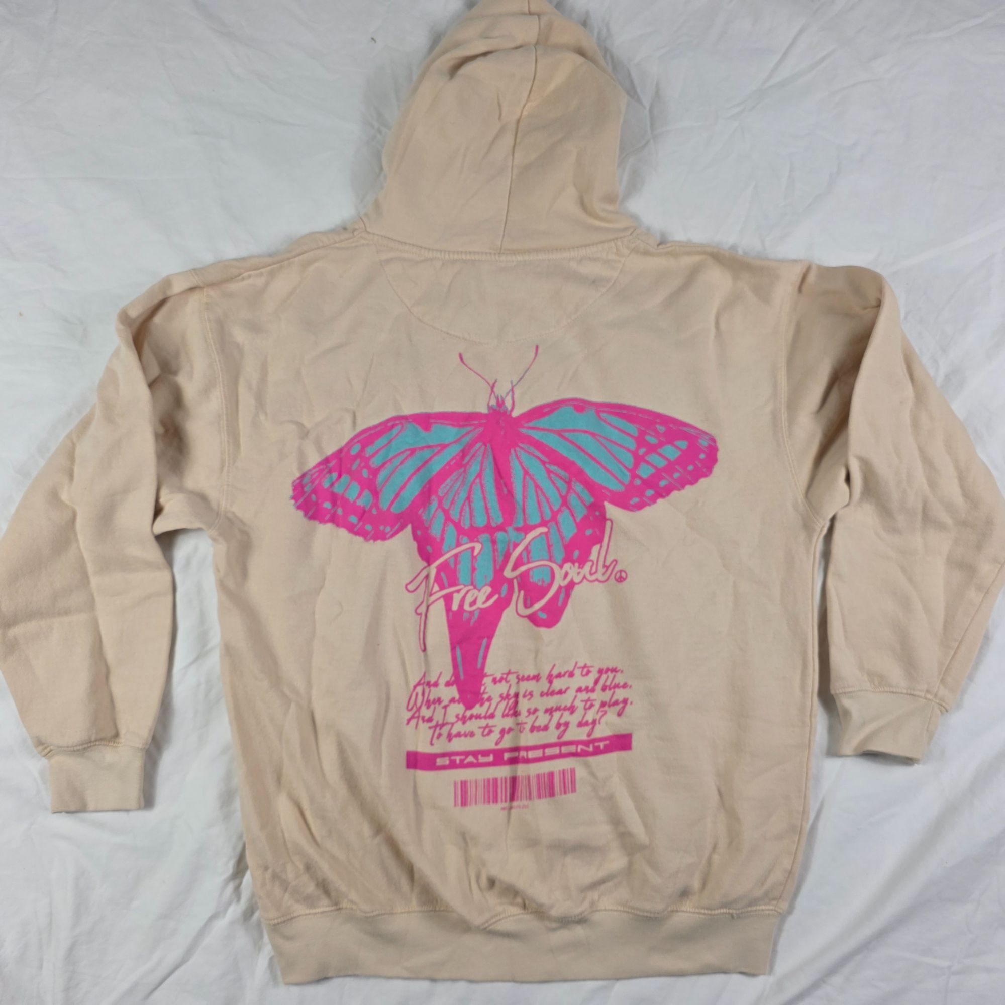 Pacsun PacSun Free Soul Mens XL Beige Butterfly Graphic Hoodie Ligh Size US XL / EU 56 / 4 - 1 Thumbnail