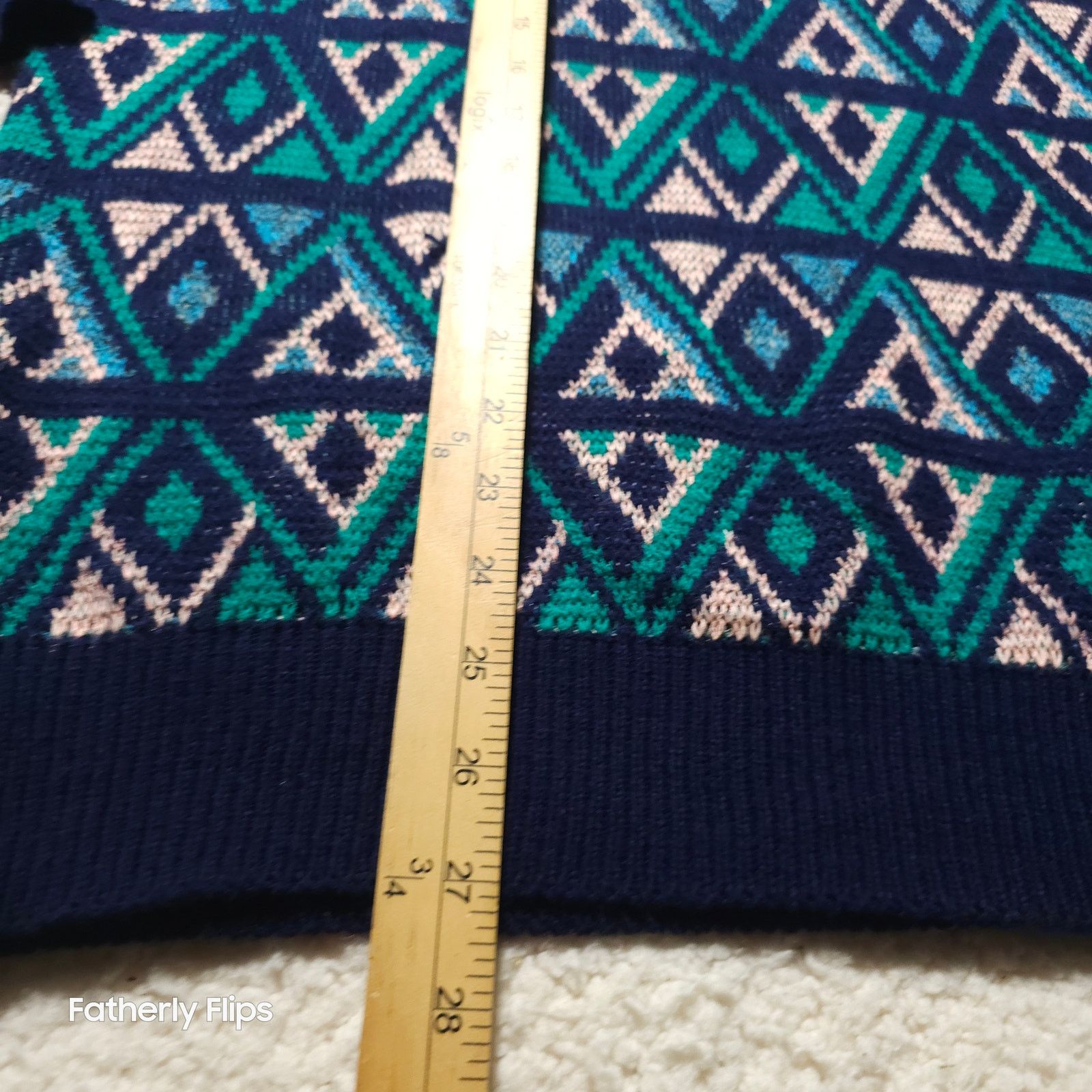 Other VTG 90s Geometric Abstract Knit Sweater Blue Green L coogi Size US L / EU 52-54 / 3 - 10 Thumbnail