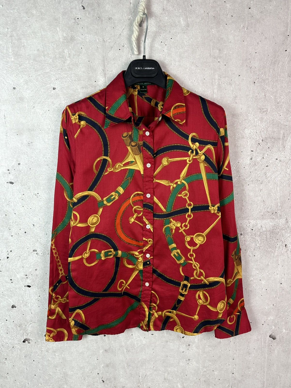 Polo Ralph Lauren Vintage Polo Ralph Lauren Chain-Print Red Long Sleeve Shirt Size S / US 4 / IT 40 - 1 Thumbnail