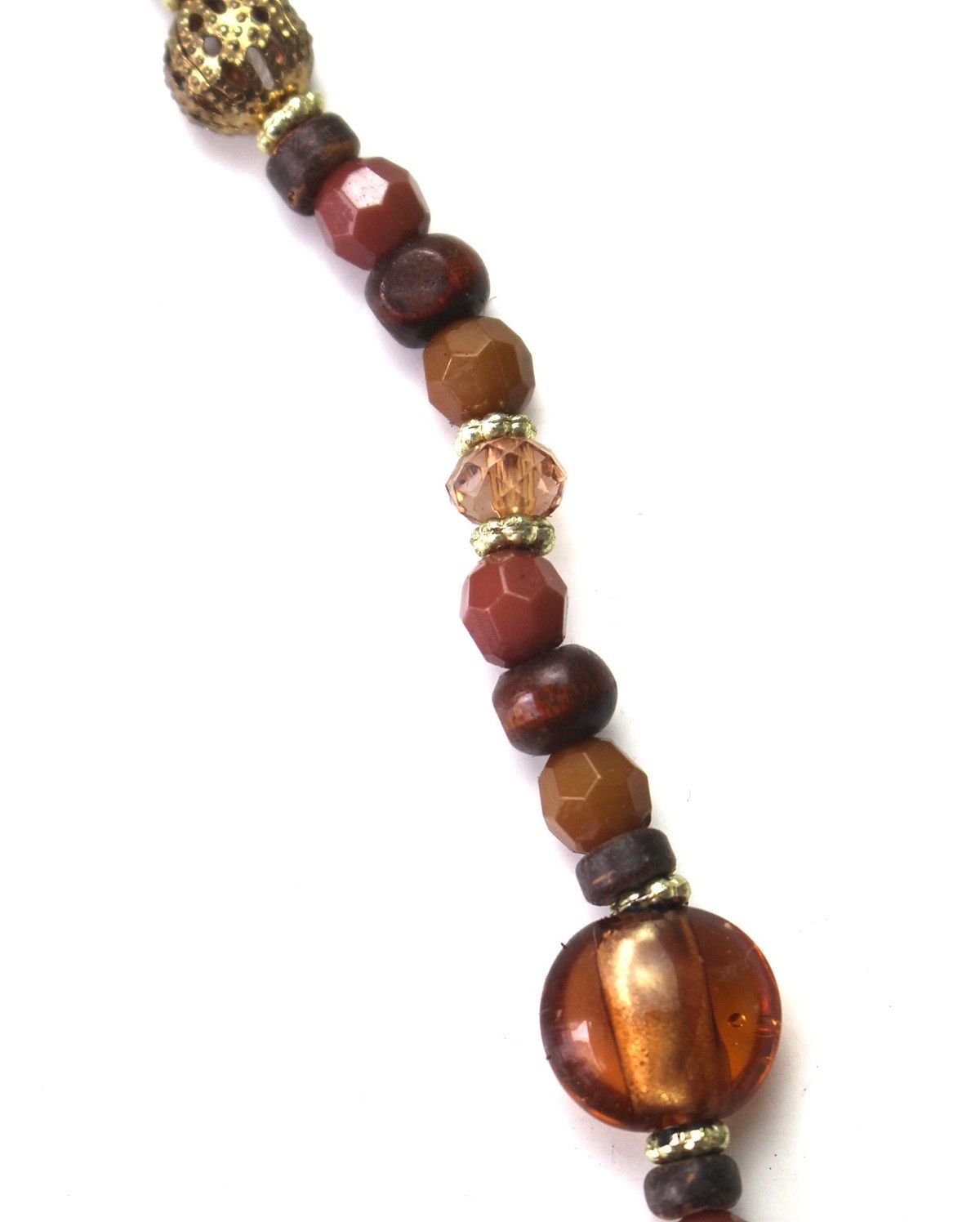 Vintage 2000S JAPANESE BOHO WOOD & BEAD NECKLACE WITH BRASS CRESCENT Size ONE SIZE - 4 Thumbnail