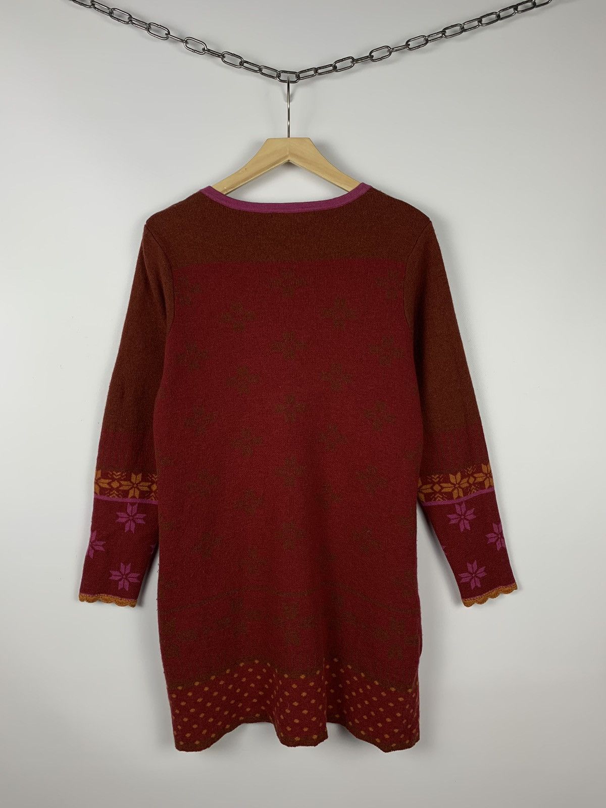 Gudrun Sjoden Gudrun Sjoden Winter Pattern Wool Long Cardigan Sweater Red Size M / US 6-8 / IT 42-44 - 9 Thumbnail