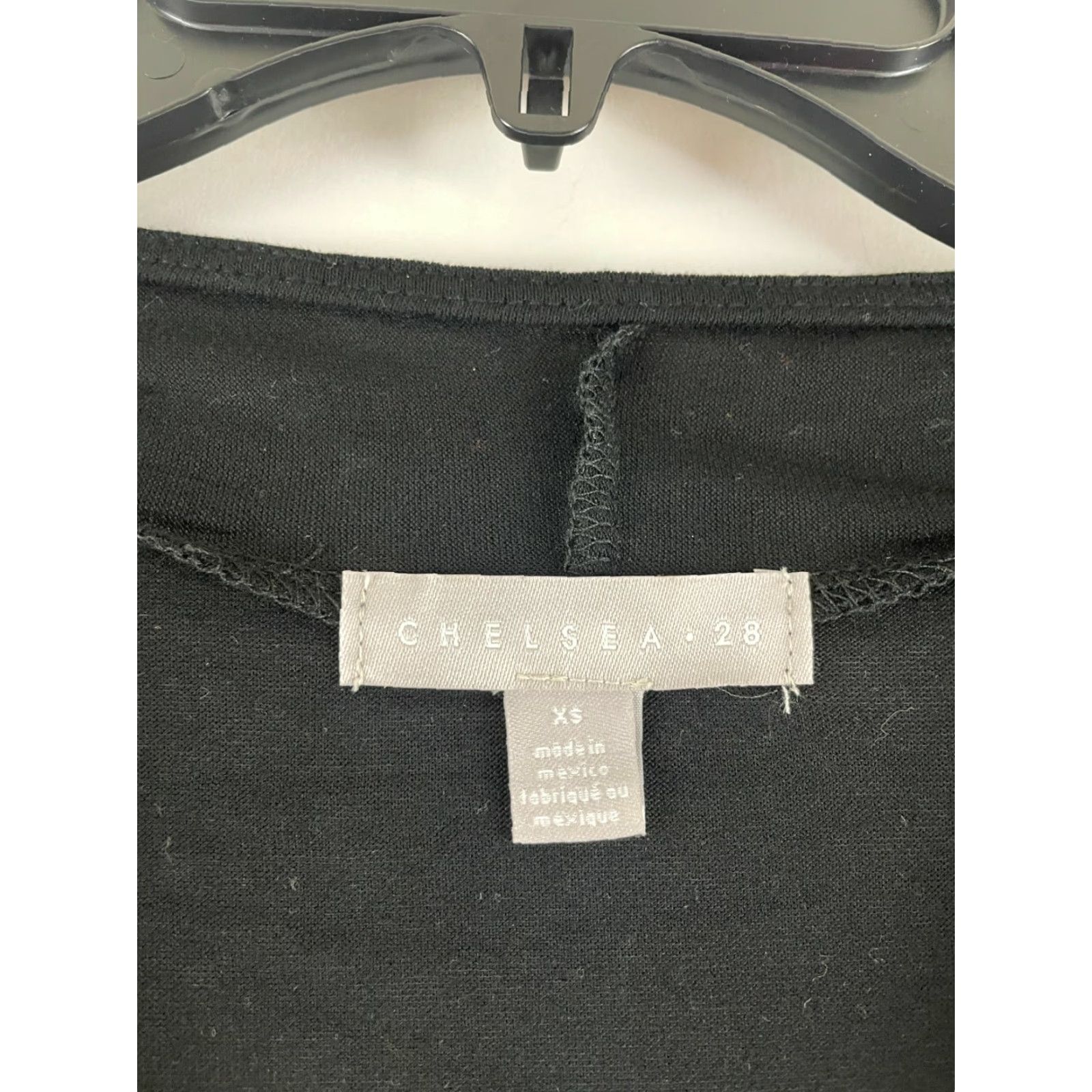 Vintage Chelsea28 Shirt Women's XS Black Deep V-Neck Cropped Short Sleeve Faux Wrap Size XS / US 0-2 / IT 36-38 - 7 Thumbnail