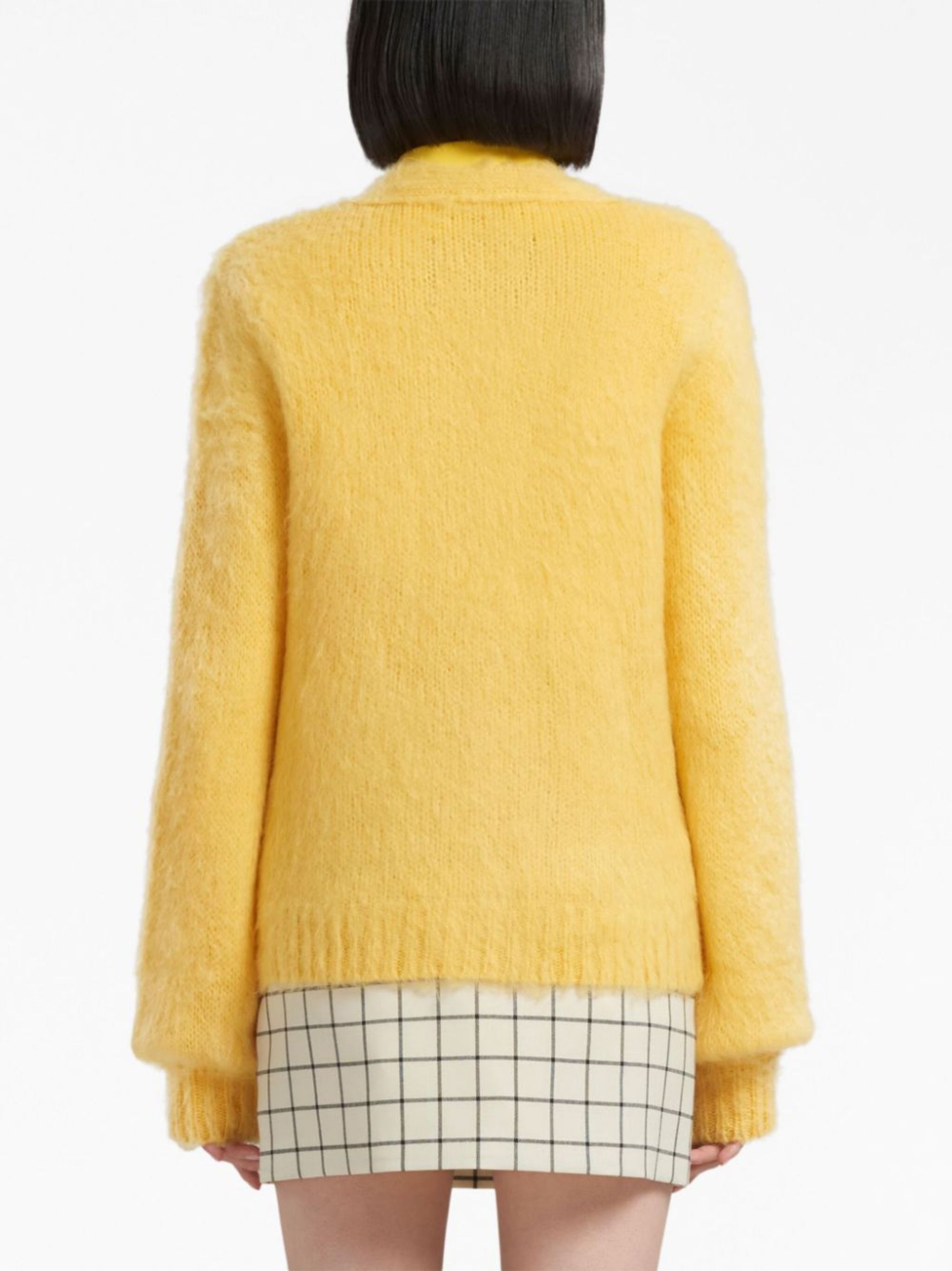 Marni o1w1db10824 Mohair Blend Cardigan in Yellow Size M / US 6-8 / IT 42-44 - 3 Thumbnail