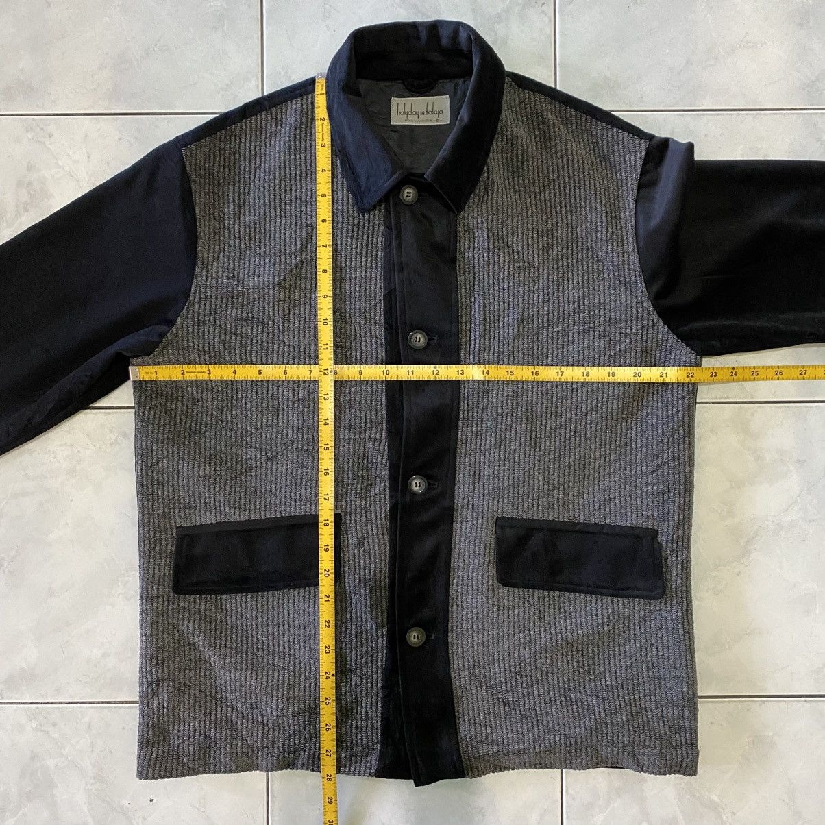 Japanese Brand Holiday in Tokyo Wool Blend Jacket Black/Grey Textured Panel Size US XL / EU 56 / 4 - 18 Thumbnail
