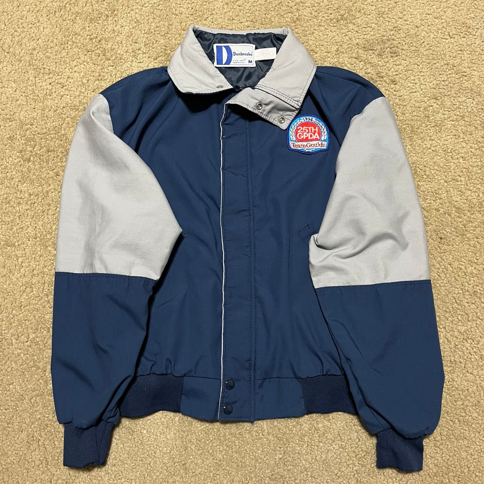 Dunbrooke Vintage 90s Dunbrooke 90s Navy and Grey Racing Jacket Medium Size US M / EU 48-50 / 2 - 1 Thumbnail