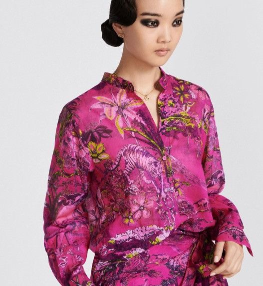 Dior o1w1db10824 Cotton Voile Blouse in Multicolor Size L / US 10 / IT 46 - 4 Thumbnail