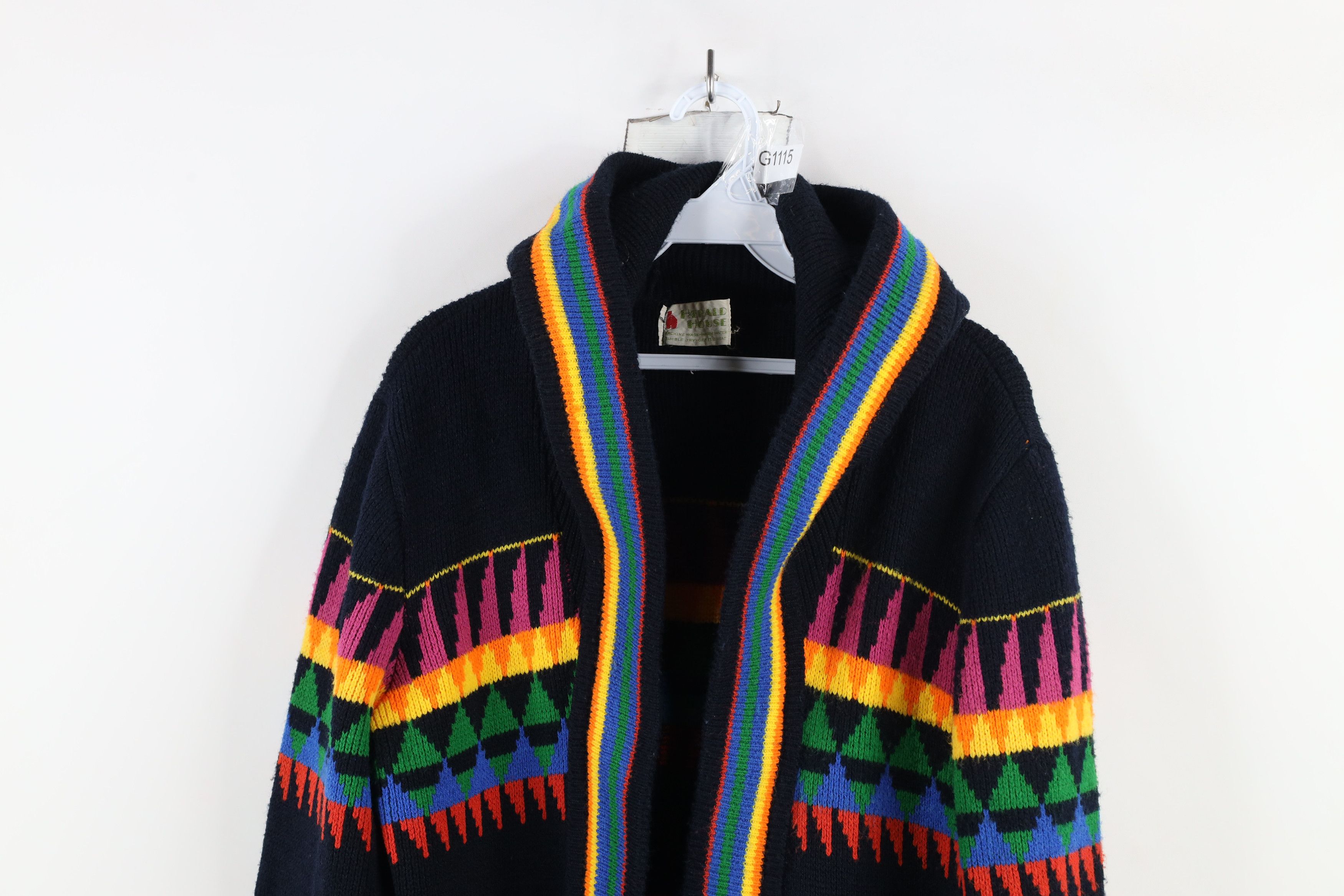 Vintage Vintage 70s Boho Chic Striped Geometric Hooded Sweater Size M / US 6-8 / IT 42-44 - 2 Thumbnail