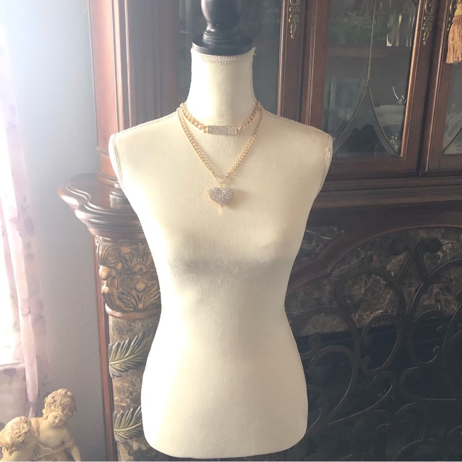 Jewelry European style two piece clear stone gold necklace set NEW Size ONE SIZE - 6 Thumbnail