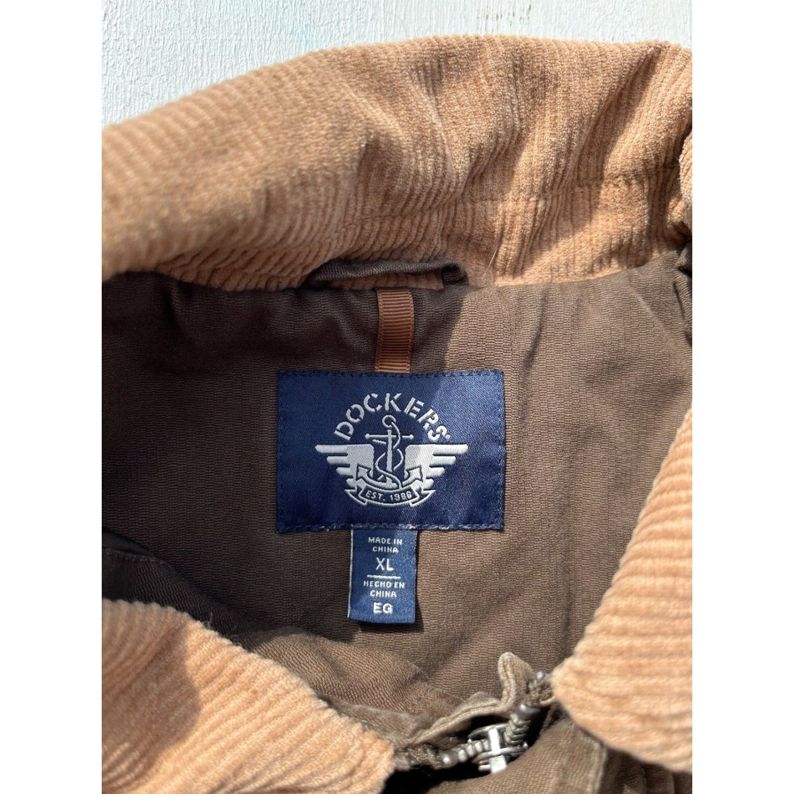 Dockers DOCKERS Jacket Beige Brown Solid XL Chore Utility Aviator Barn Workwear 90s Mens Jacket Size US XL / EU 56 / 4 - 4 Thumbnail