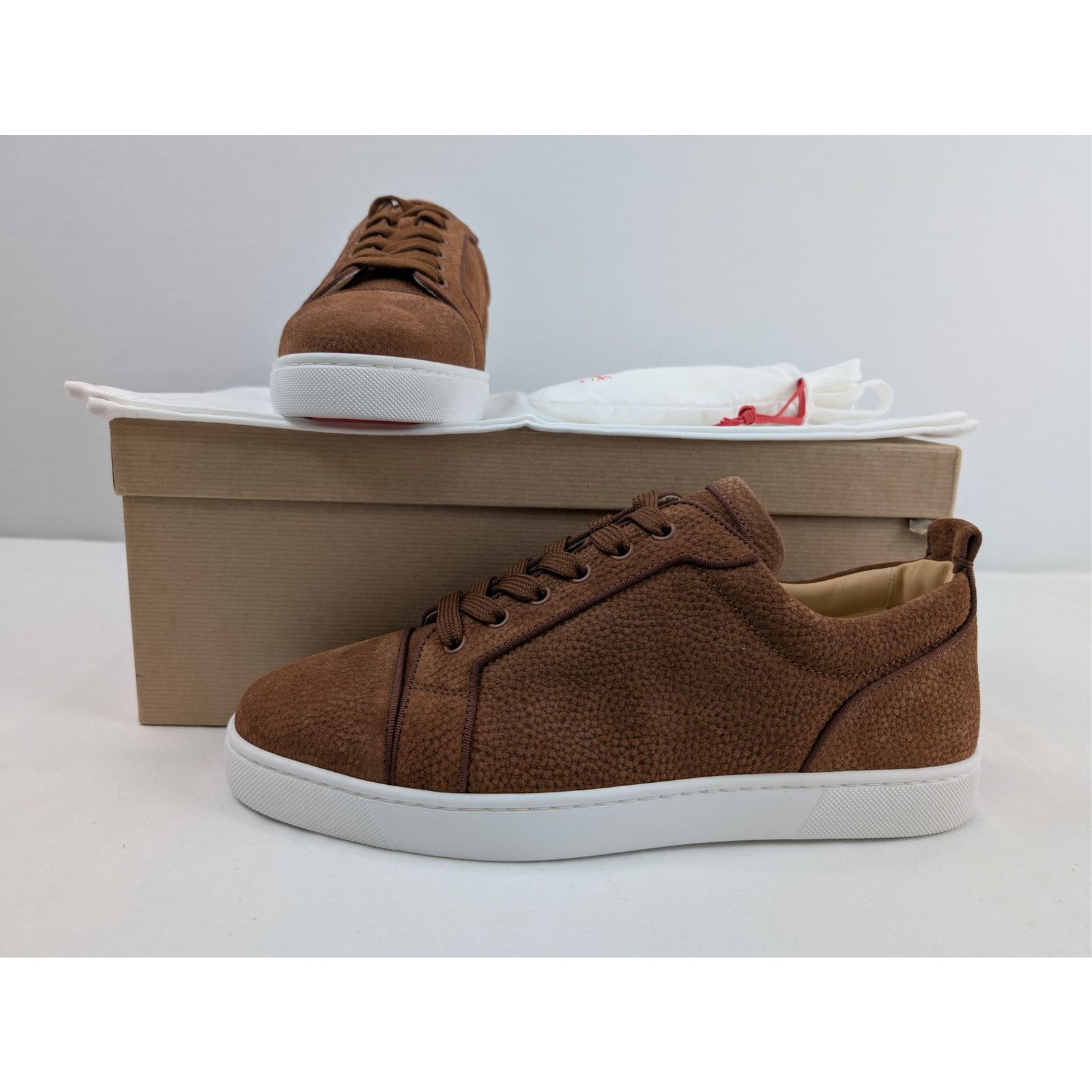 Christian Louboutin o1rshd1 Louis Junior Orlato Flat Shoe Sneakers Brown/White Size US 10 / EU 43 - 21 Thumbnail
