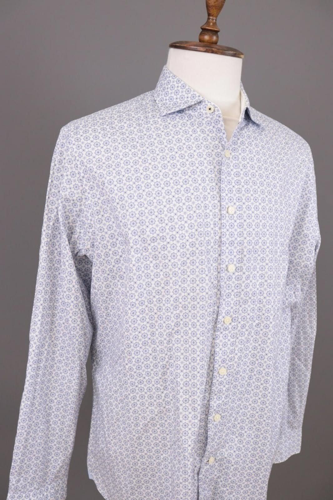 Designer Hackett London Slim Fit White Printed Shirt Size 2XL Size US XXL / EU 58 / 5 - 5 Thumbnail