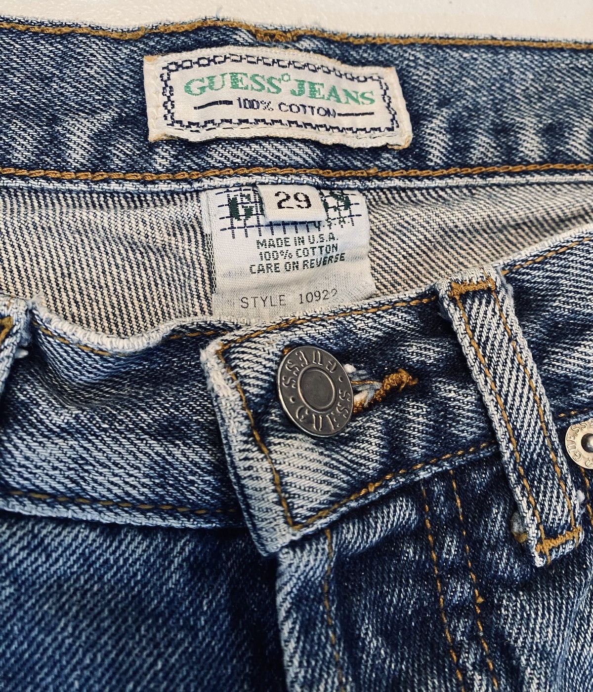 Guess Vtg 90’s Guess Denim Shorts Green Triangle Made in USA 29 Size US 29 - 10 Thumbnail