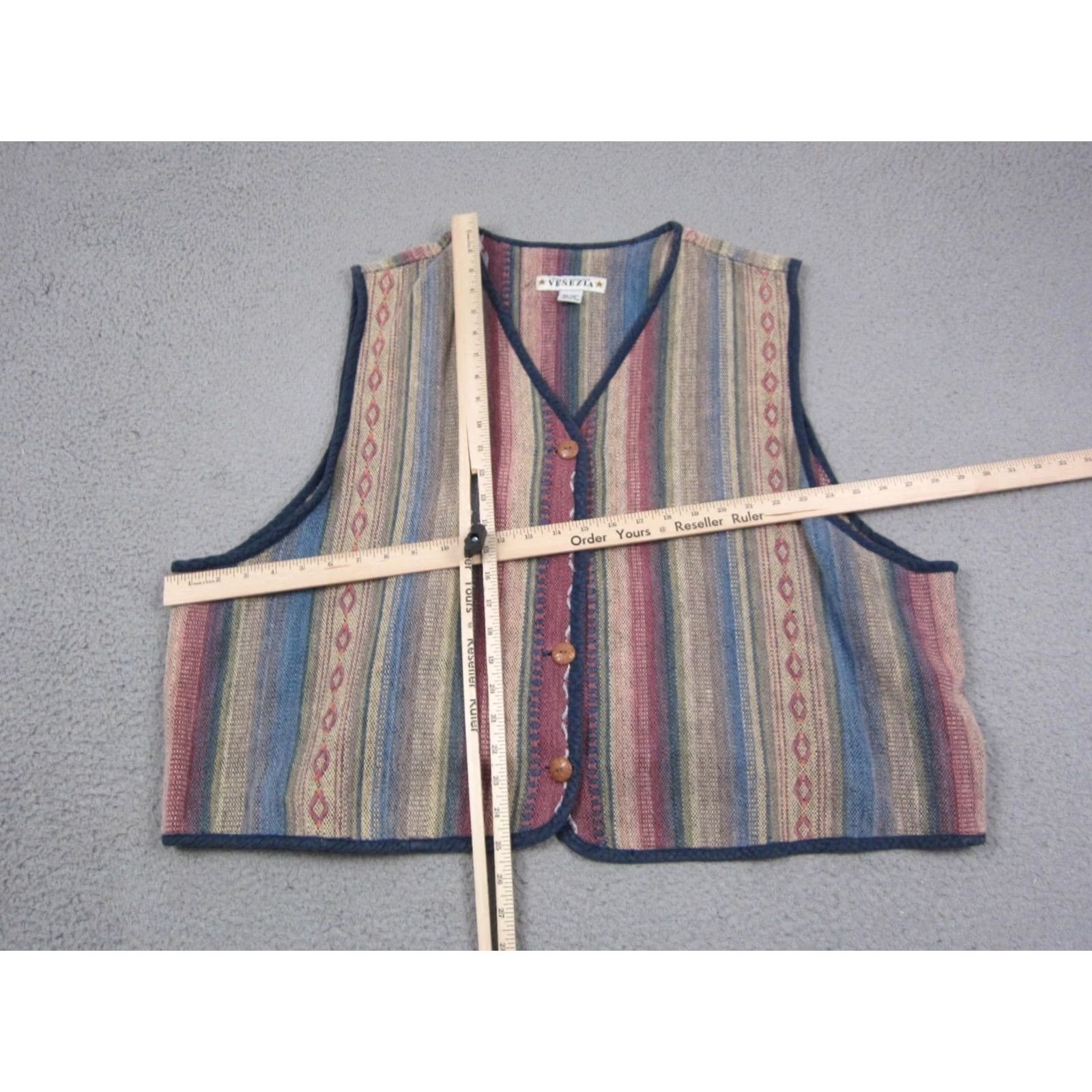 Vintage VINTAGE Venezia Vest Womens 26/28 Yellow Red Southwestern Button Front Cotton Vest Womens Size 26/28 Yellow Southwestern 90s Mens Womens Girls Boys Size 4XL / US 24-26 - 5 Thumbnail