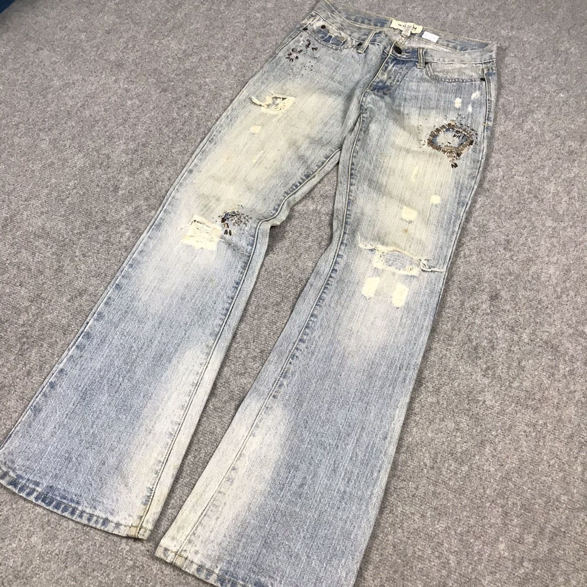 FLARE JAPAN STYLE ABERCROMBIE PATCHWORK DISTRESS JEANS PANTS