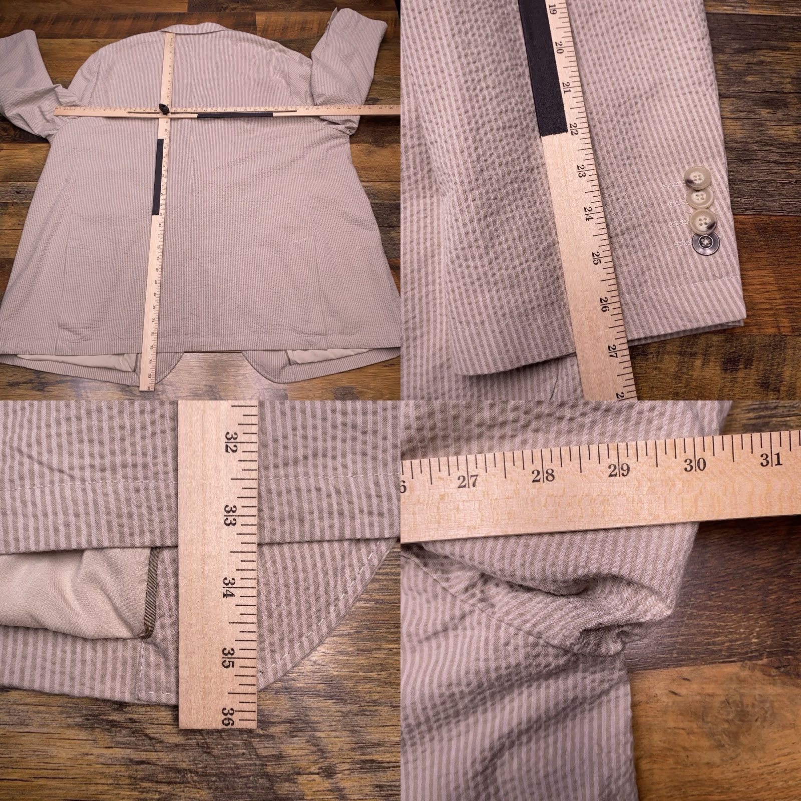 Joseph Abboud Joseph Abboud Sport Coat 3X Tan Striped Seersucker Blazer New Mens Size 48R - 9 Thumbnail