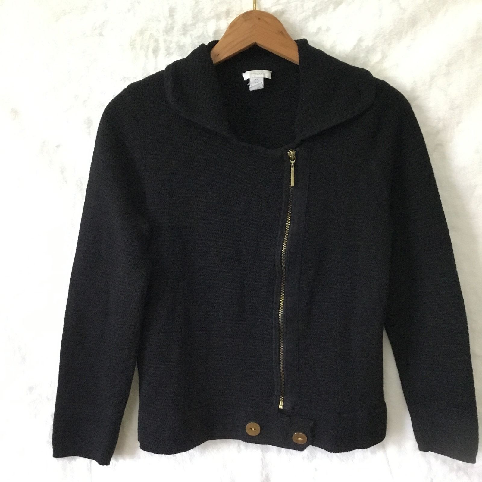 Chicos Chico's Black Gold Zip Up Jacket Size XS / US 0-2 / IT 36-38 - 2 Thumbnail