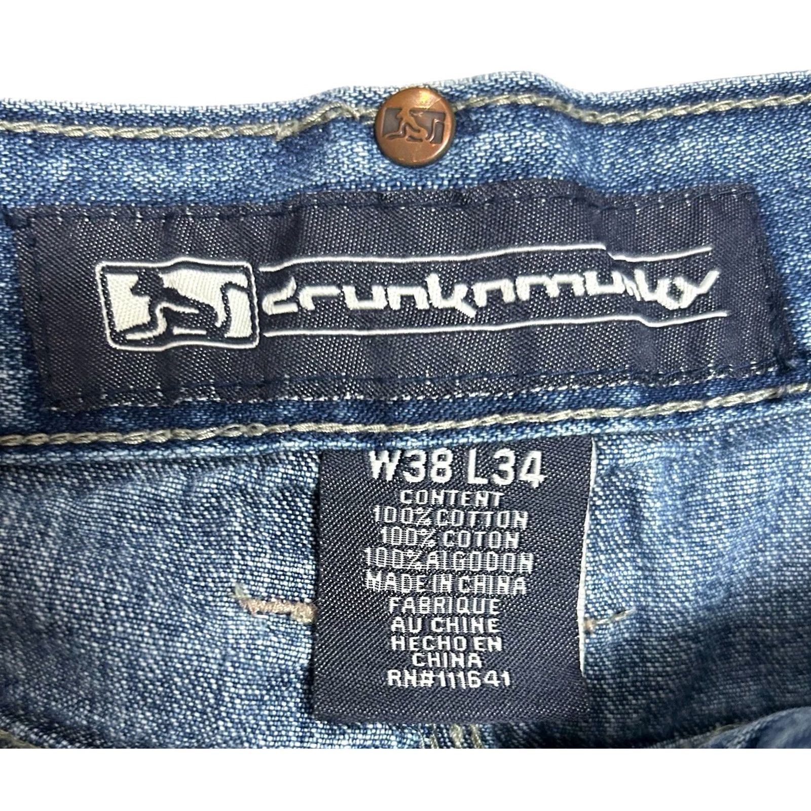 Vintage Drunkn Munky Jeans 5-Pocket Straight Leg Distressed 38x34 Vintage Y2K Blue Men Regular Size US 38 / EU 54 - 7 Thumbnail