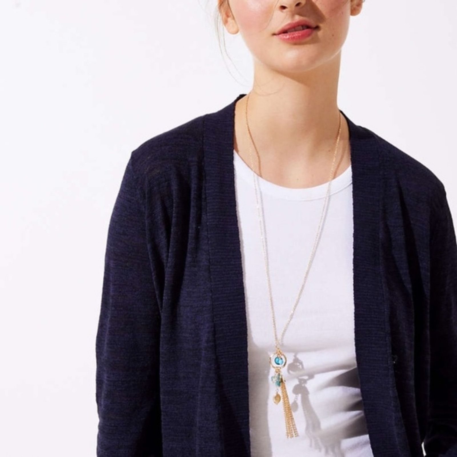 Loft LOFT Gold & Blue Cluster Pendant Necklace Size ONE SIZE - 2 Thumbnail