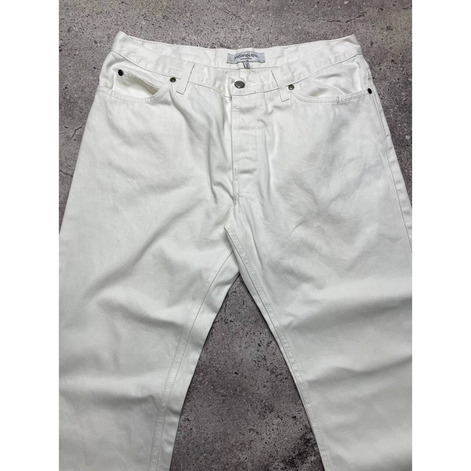 Yves Saint Laurent Vintage Yves Saint Laurent White Jeans Size XL Cotton Pants Size 34" / US 12 / IT 48 - 4 Thumbnail
