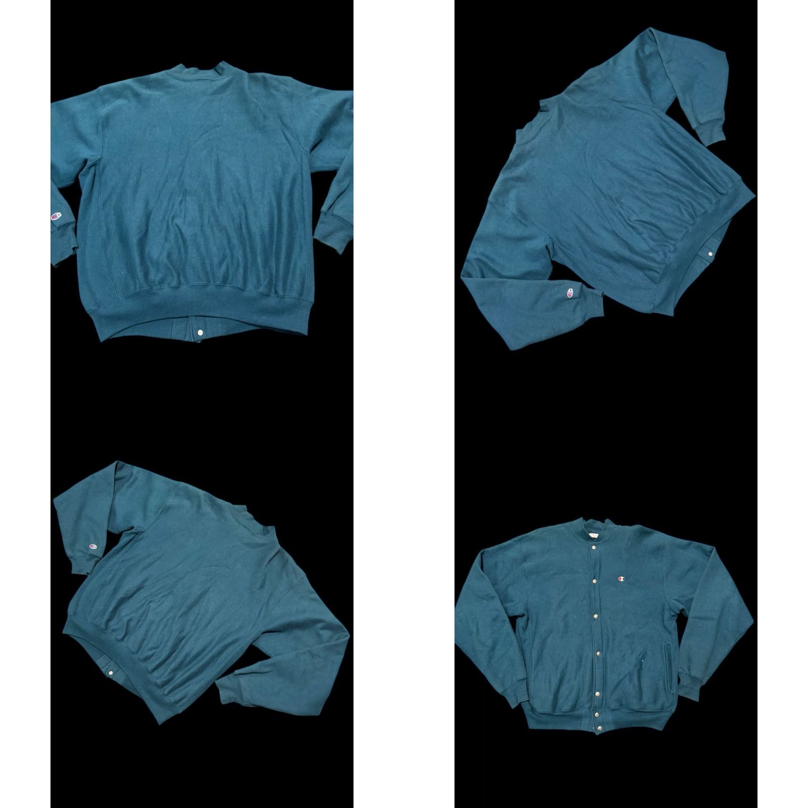 Champion VINTAGE Champion Reverse Weave Snap Front Cardigan Warm Up Jacket L/XL Teal 90s Mens Cardigan Snap Front Reversible Warm Up Jacket Size US L / EU 52-54 / 3 - 8 Thumbnail