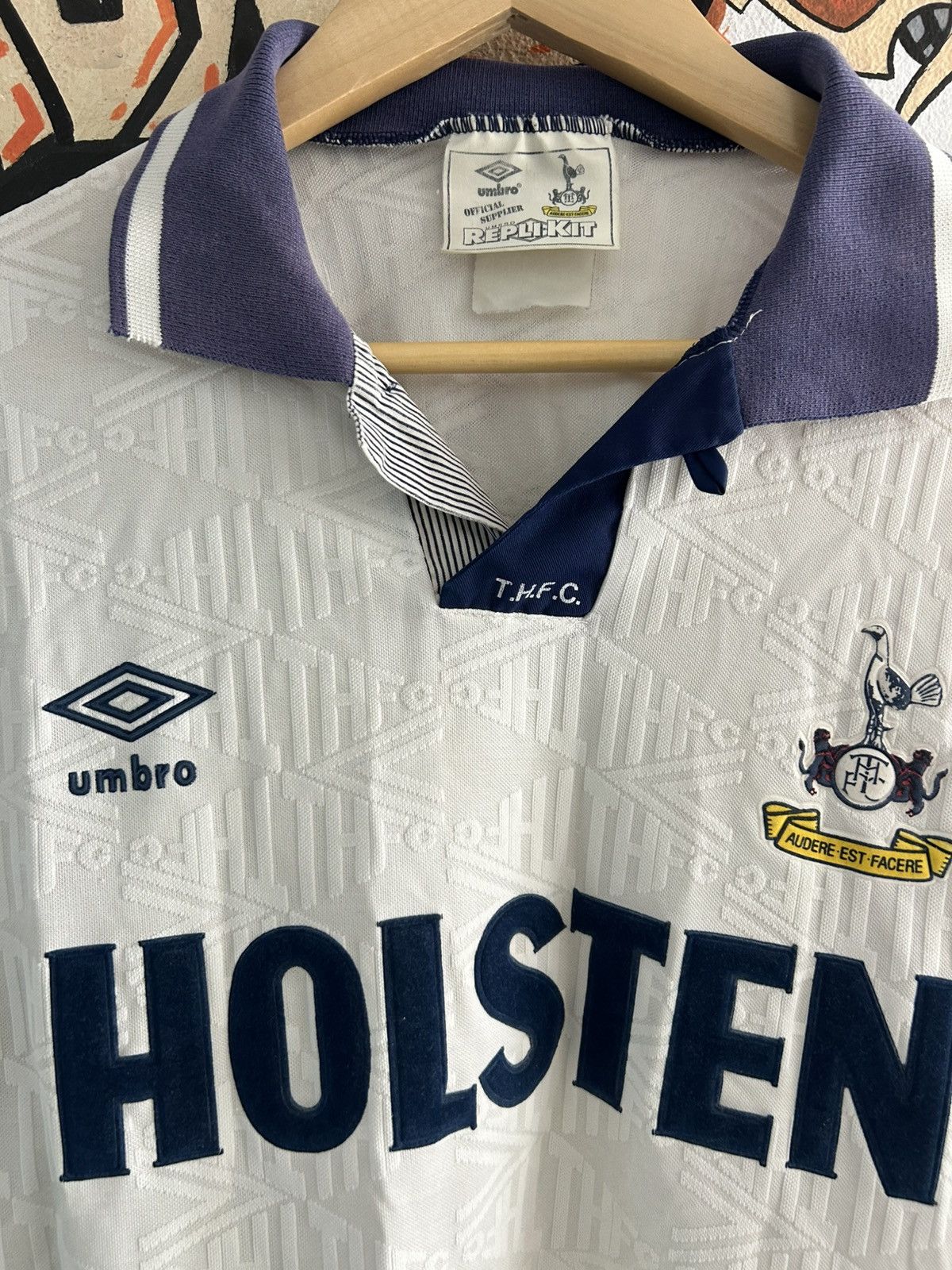 Umbro × Vintage 1991/93 Umbro Tottenham Home Kit Jersey Size US L / EU 52-54 / 3 - 3 Thumbnail