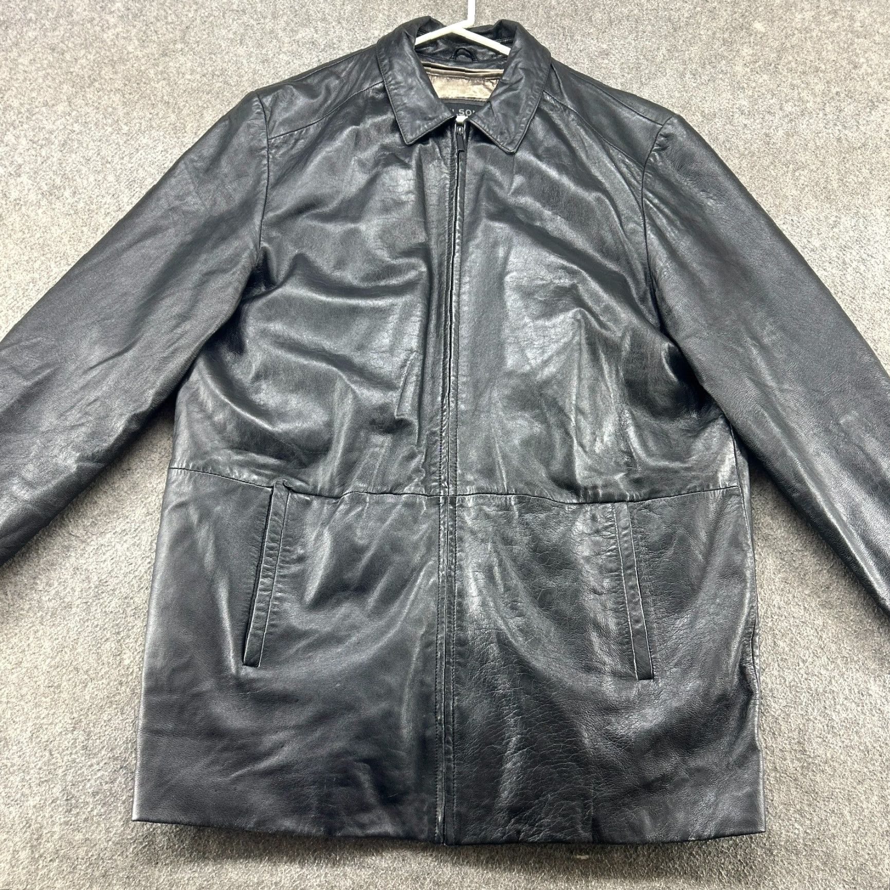 Vintage VINTAGE Wilsons Leather Jacket Overcoat Jacket Black XLT Mens Long 90s Western Quilted Zipper Lined Polyester Thinsulate Dry Clean Only Size US XL / EU 56 / 4 - 3 Thumbnail