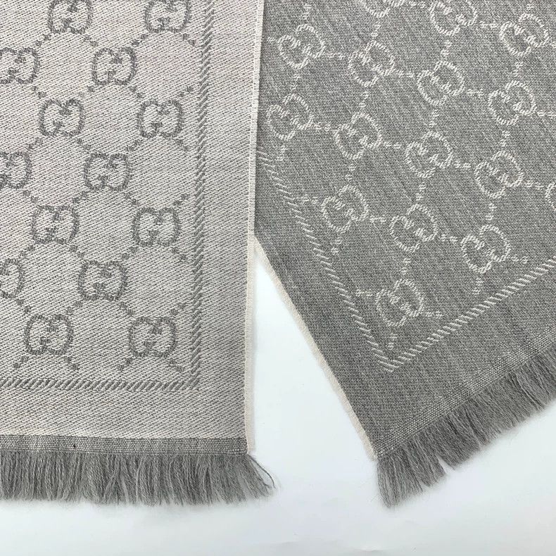 Gucci GucciGray logo jacquard full-print wool tassel scarf 2503-N Size ONE SIZE - 5 Thumbnail