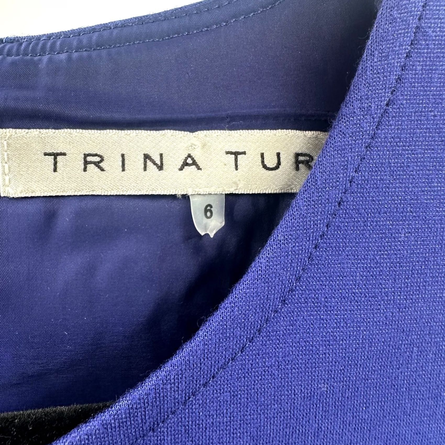 Trina Turk VINTAGE Trina Turk Dress Women Short Sleeve Sheath Lace Hem Peplum Size 6 Blue Size 28" / US 6 / IT 42 - 5 Thumbnail