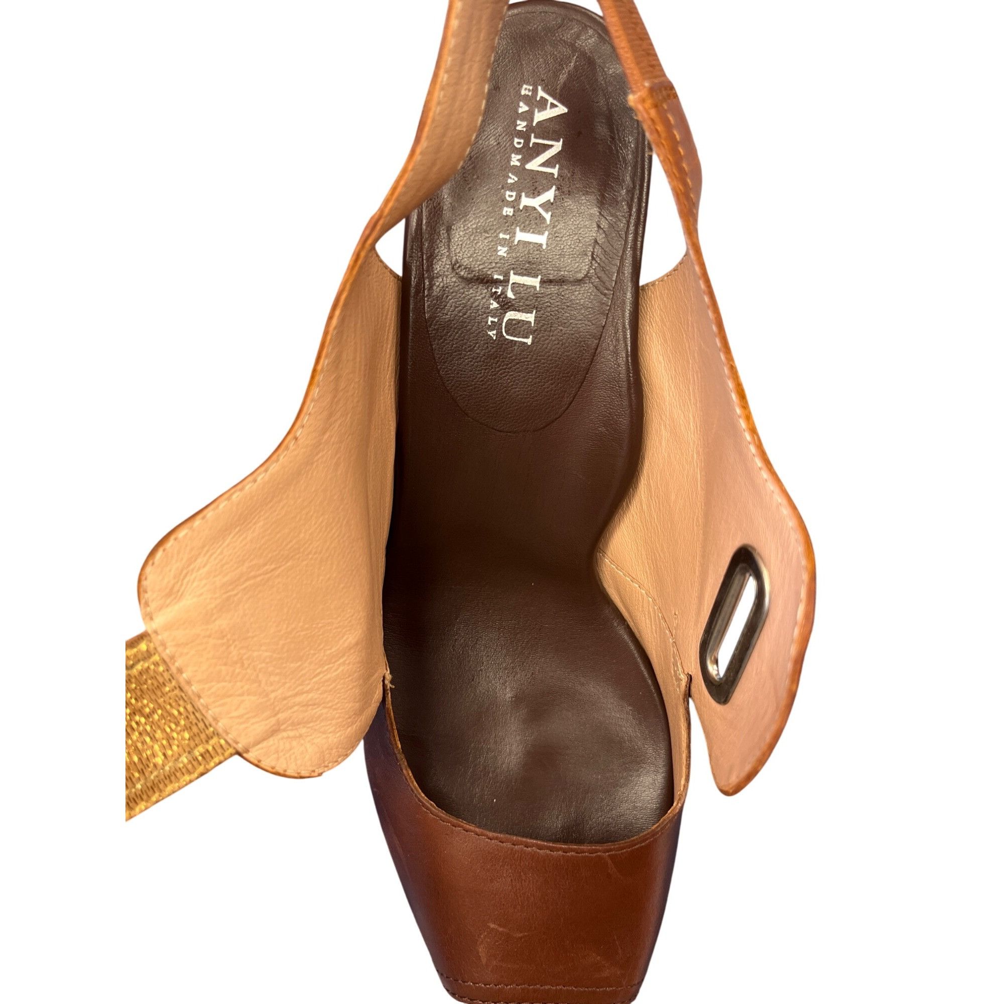Other Anyi Lu Womens Brown Leather Slingback Heals Sz 38 SKU 8947 Size US 8 / IT 38 - 11 Thumbnail