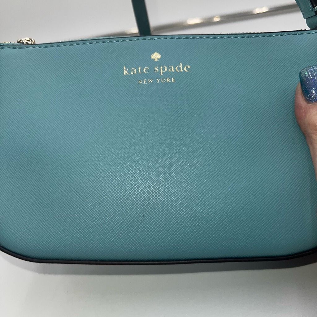 Kate Spade Kate Spade Small Saffiano PVC Crossbody in Smokey Blue Size ONE SIZE - 3 Thumbnail