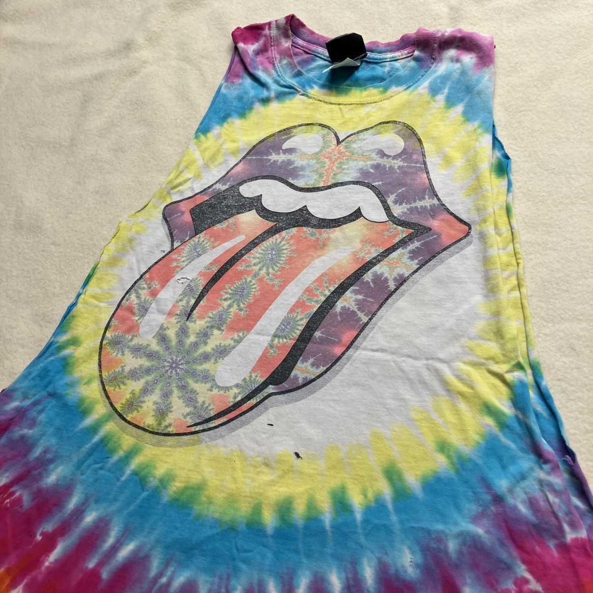 Vintage 2000’s rolling stones LSD fractal tongue tee shirt Size US L / EU 52-54 / 3 - 1 Thumbnail