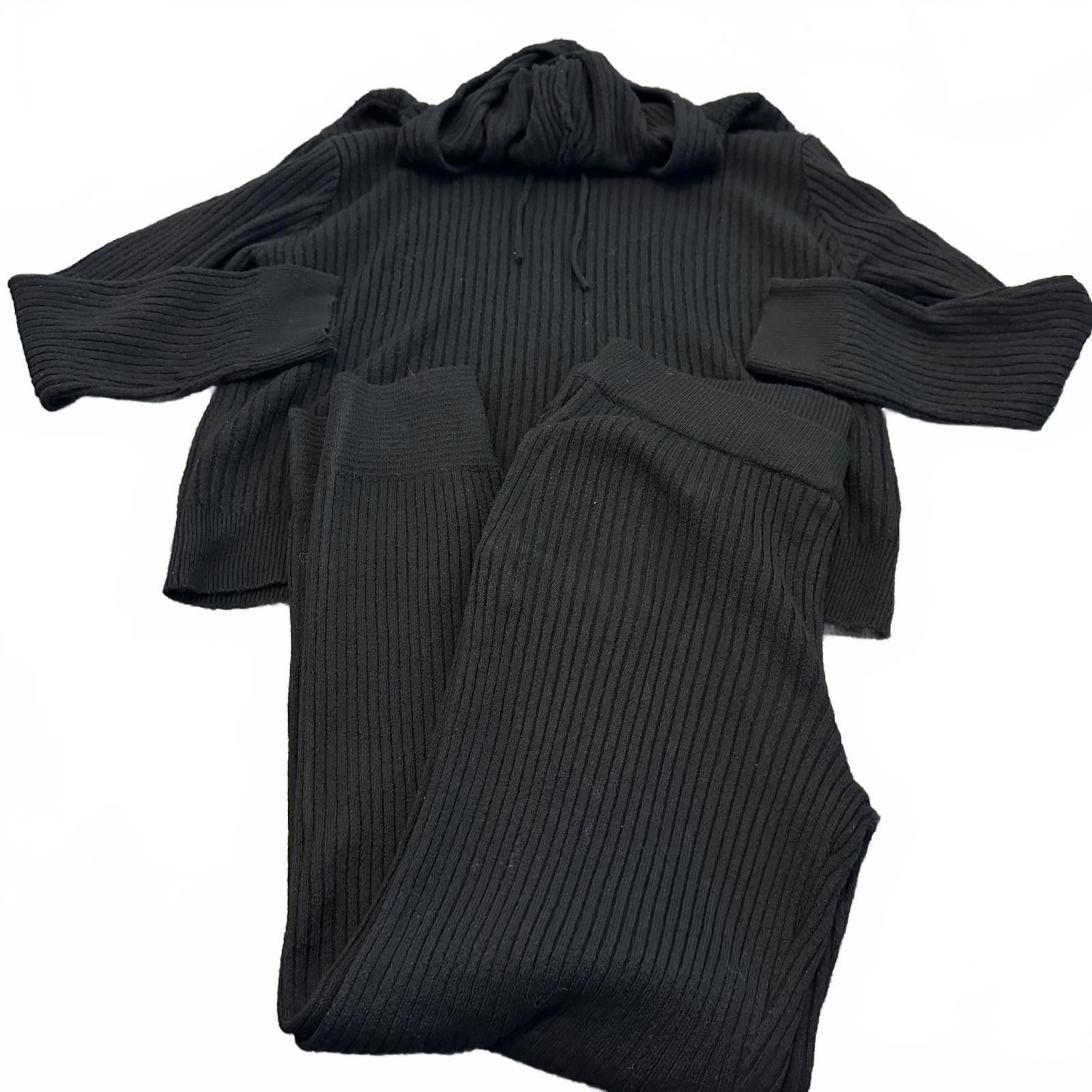 Designer Cozy Black Ribbed Lounge Set by No Boundaries - XXXL Size 42" / US 20 - 1 Thumbnail
