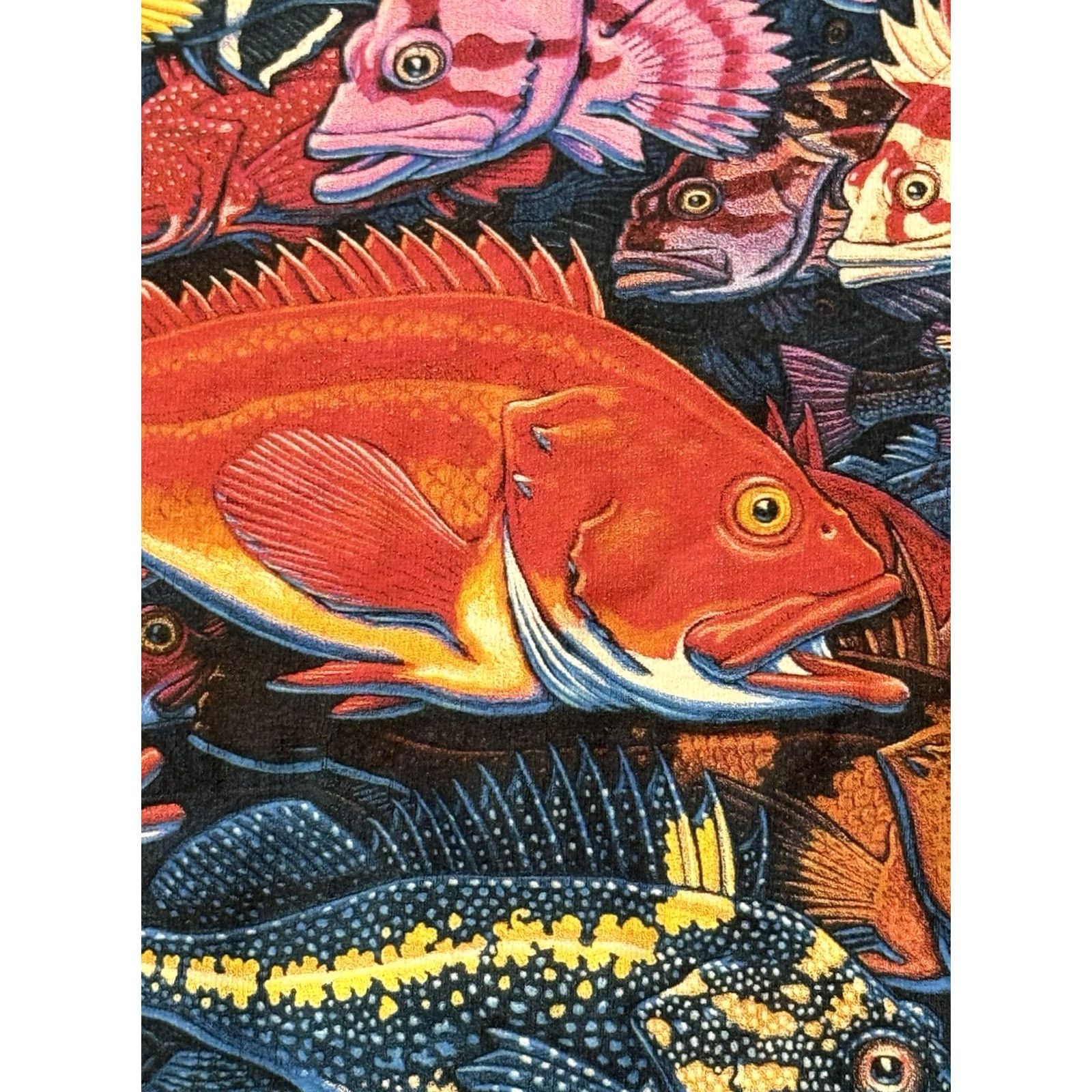 Hanes VINTAGE Ray Troll 'Long Live Rockfish' Art Shirt Large Striped Bass Texas 90s Blue Mens Size US L / EU 52-54 / 3 - 5 Thumbnail