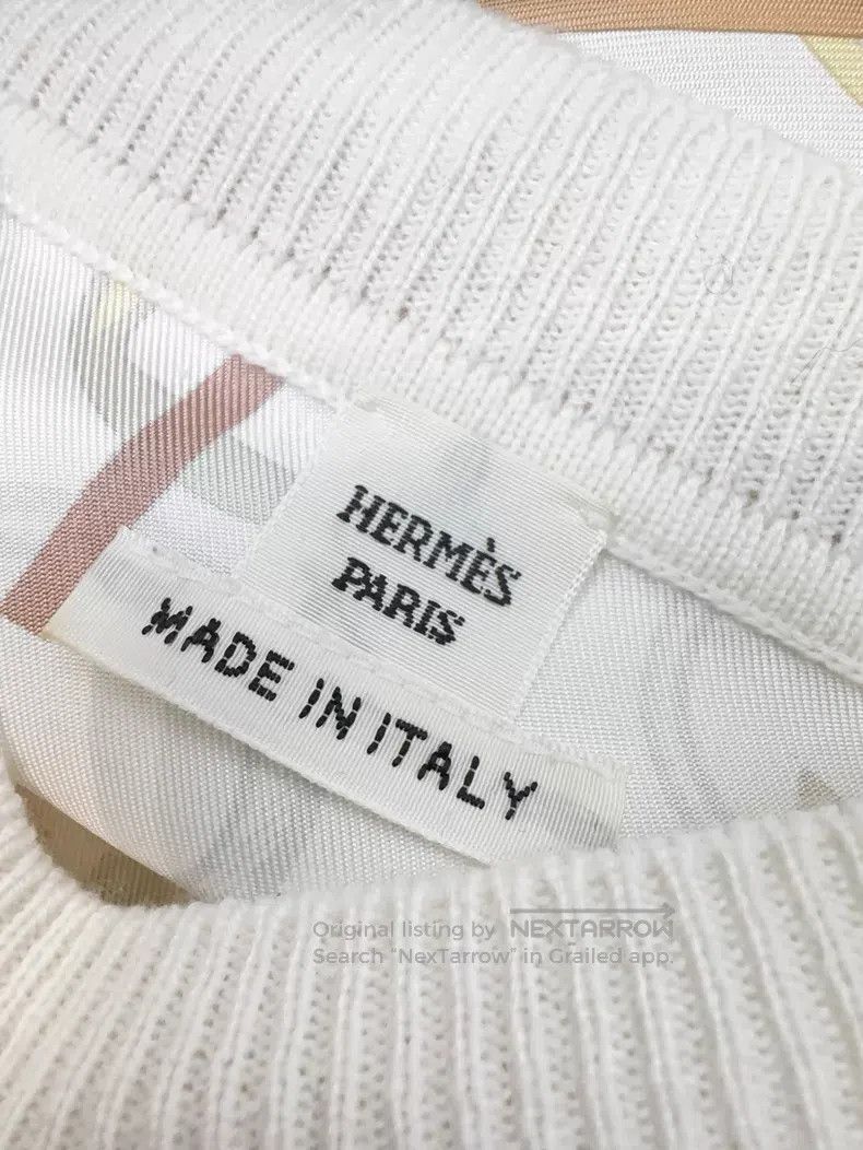 Hermes Hermes Beige Chain Pattern Embroidered Cashmere Silk Blend Size XS / US 0-2 / IT 36-38 - 4 Thumbnail